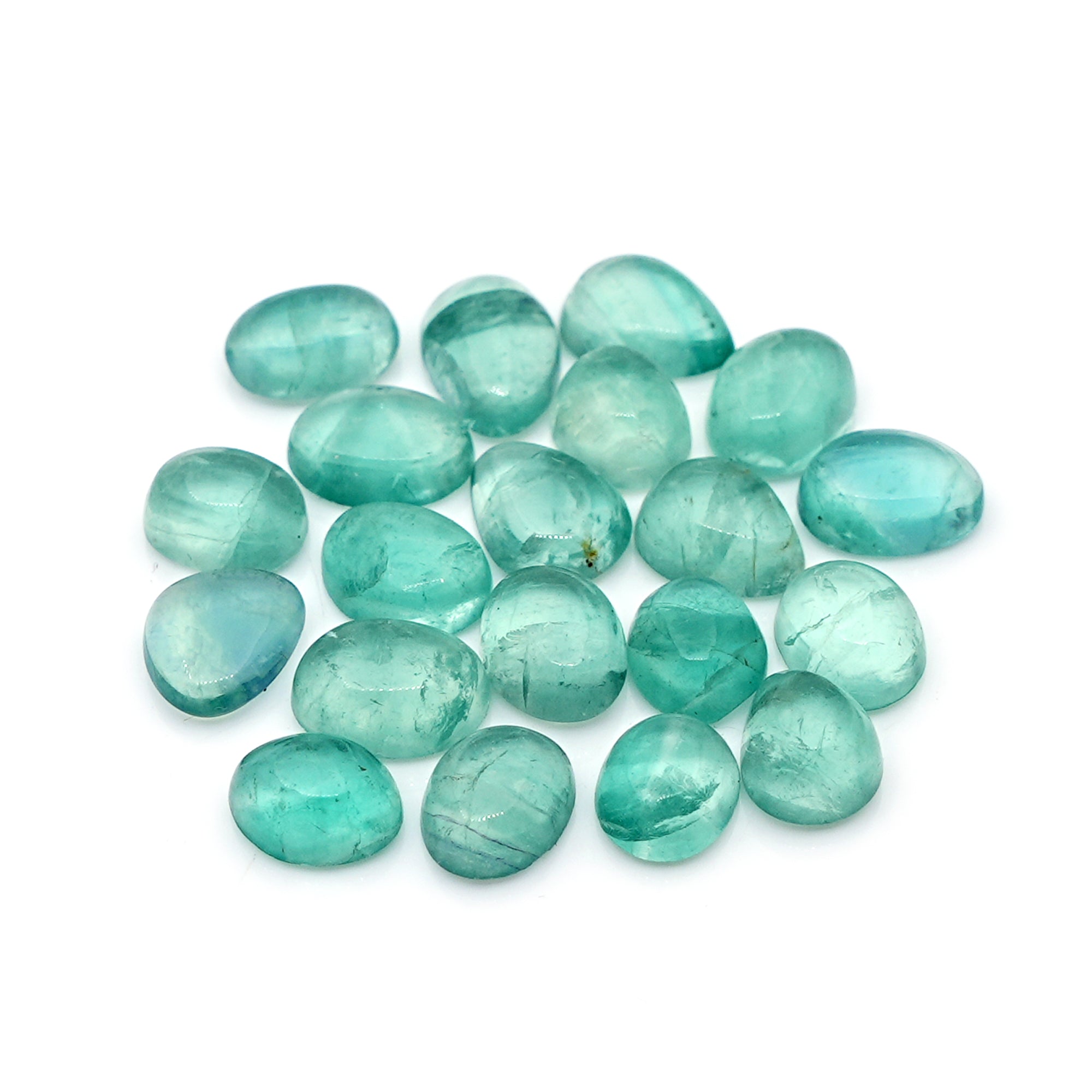Natural Russian Green Fluorite Smooth Cabochon Gemstones | Freeform Cabochon for Jewelry Making - 20 Pieces