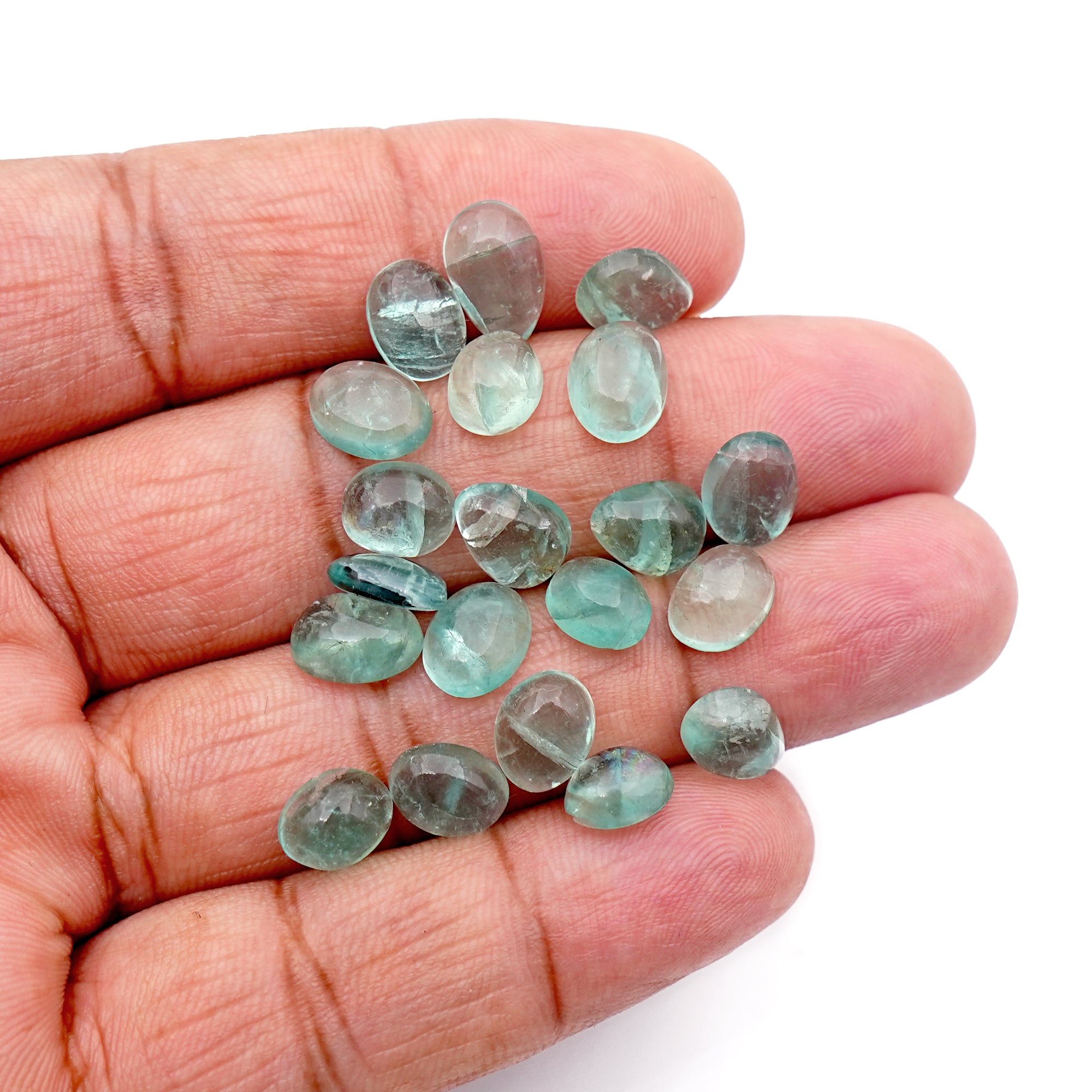 Natural Russian Green Fluorite Smooth Cabochon Gemstones | Freeform Cabochon for Jewelry Making - 20 Pieces