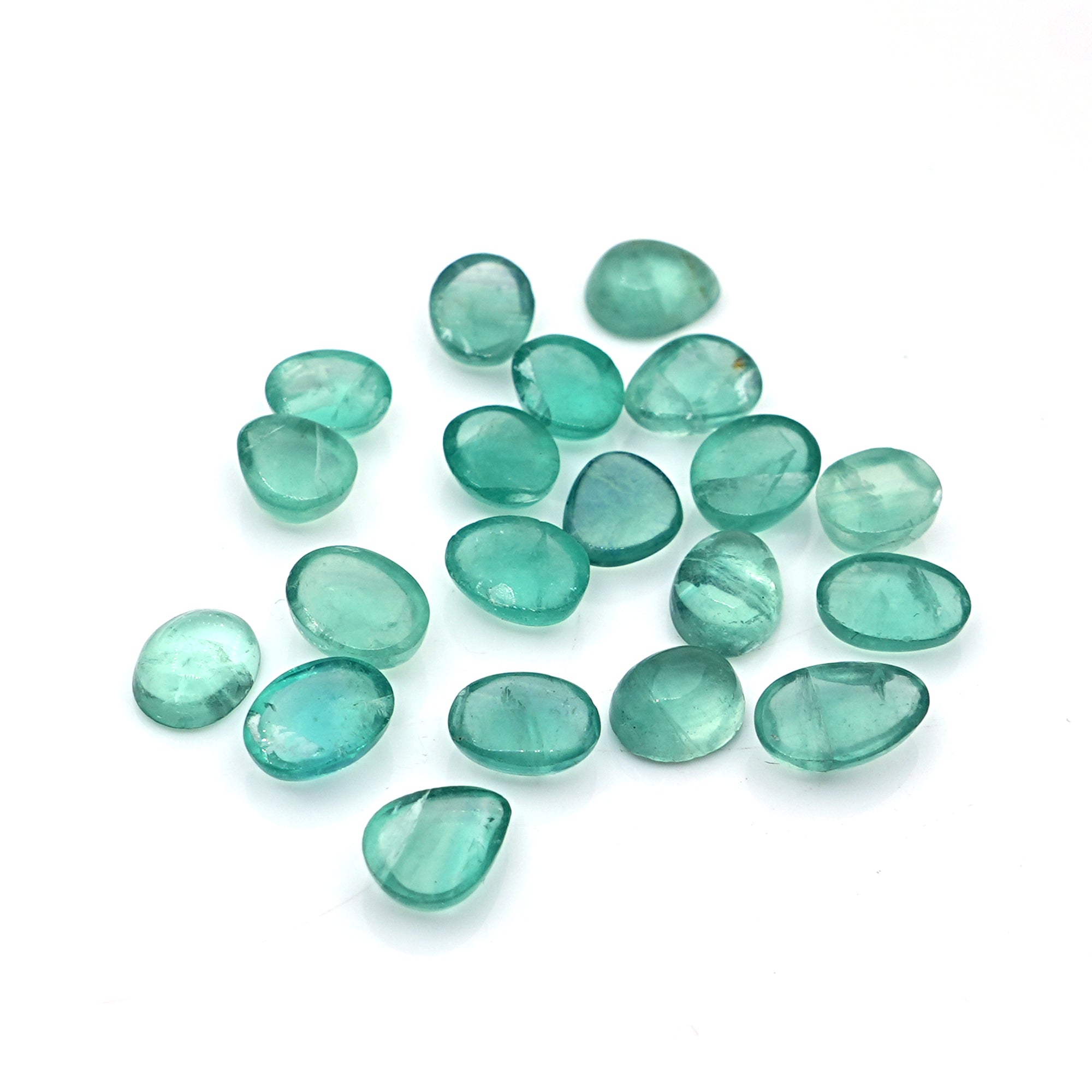 Natural Russian Green Fluorite Smooth Cabochon Gemstones | Freeform Cabochon for Jewelry Making - 20 Pieces