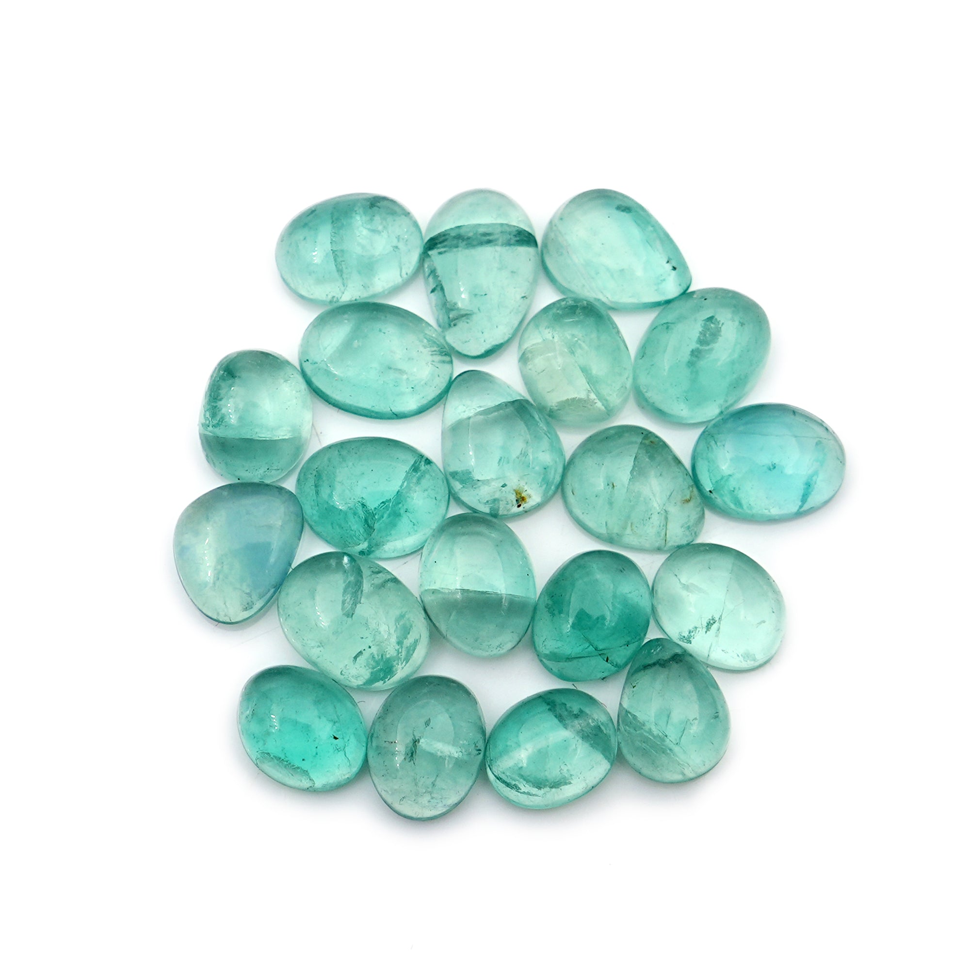 Natural Russian Green Fluorite Smooth Cabochon Gemstones | Freeform Cabochon for Jewelry Making - 20 Pieces