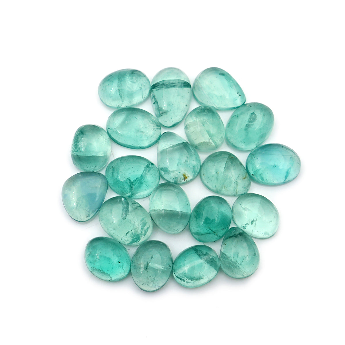 Natural Russian Green Fluorite Smooth Cabochon Gemstones | Freeform Cabochon for Jewelry Making - 20 Pieces