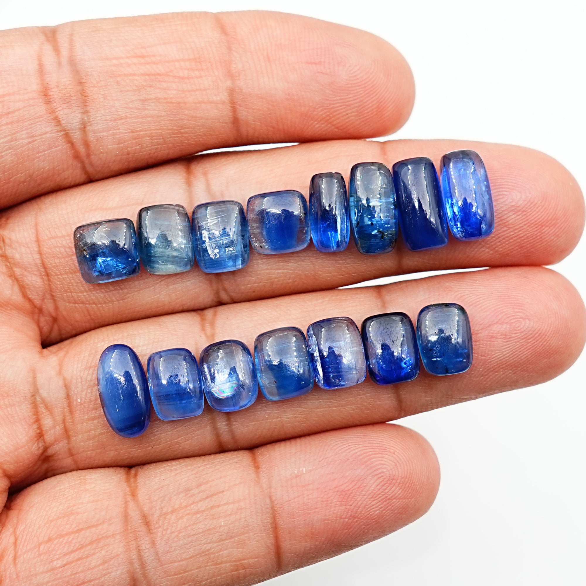 Blue Kyanite Smooth Cabochons, Perfect For September Births.
