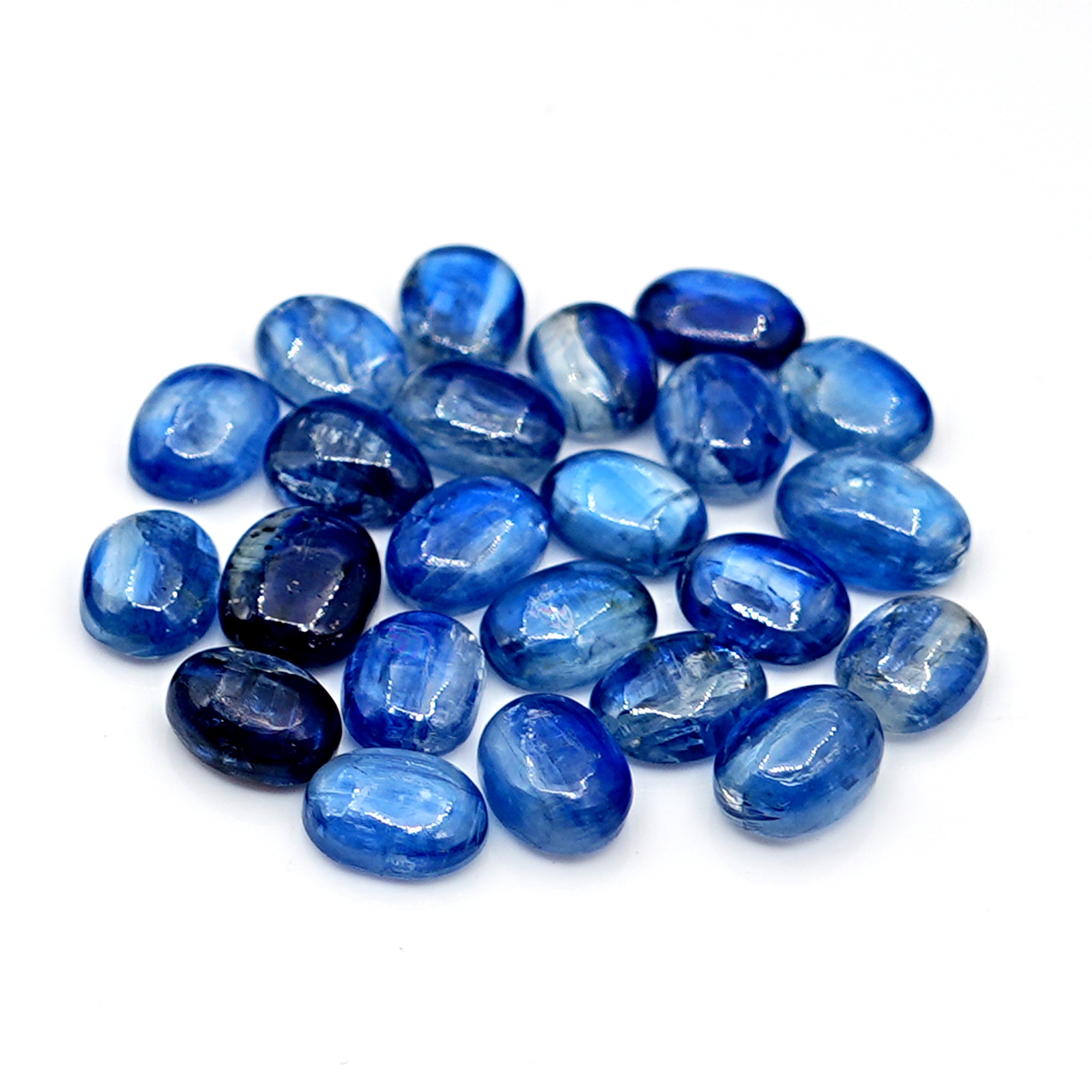 Blue Kyanite Oval Cabochons | Polished Natural Gemstones for Fine Jewelry Making - 23 pieces