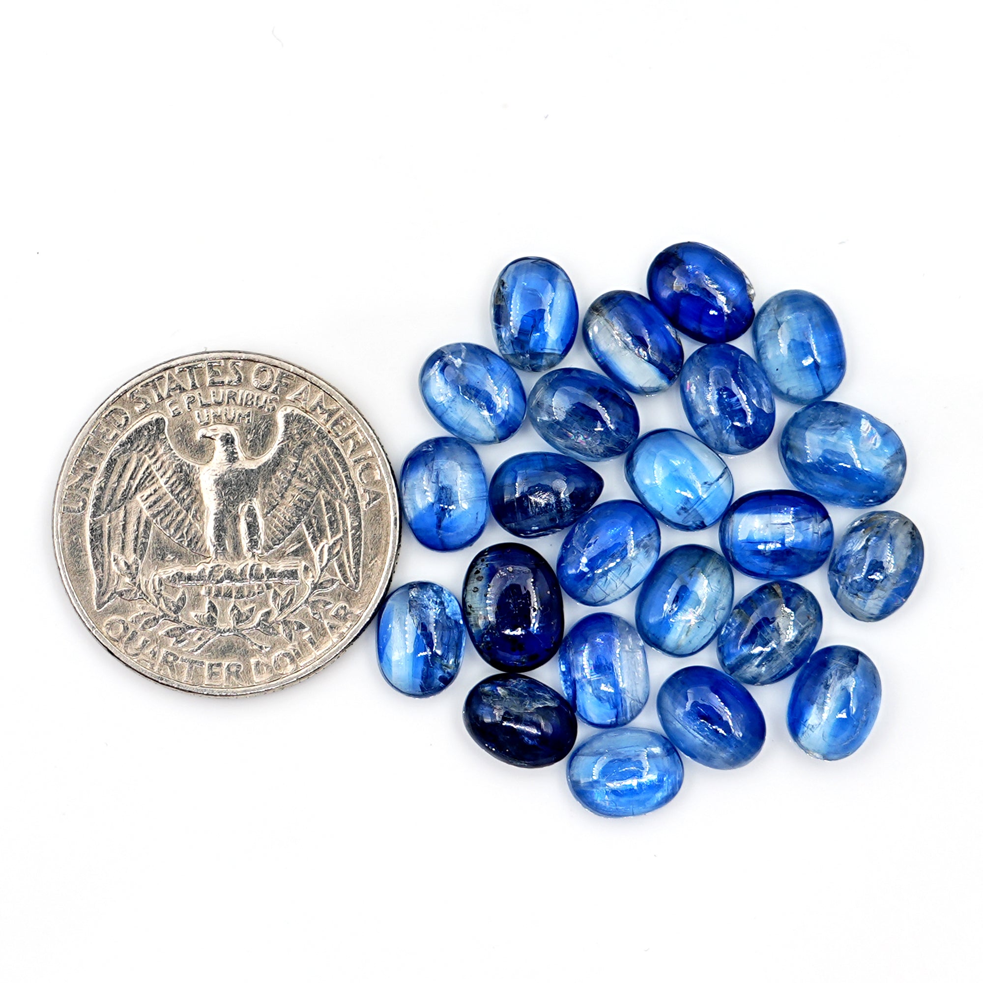 Blue Kyanite Oval Cabochons | Polished Natural Gemstones for Fine Jewelry Making - 23 pieces
