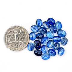 Blue Kyanite Oval Cabochons | Polished Natural Gemstones for Fine Jewelry Making - 23 pieces