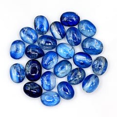 Blue Kyanite Oval Cabochons | Polished Natural Gemstones for Fine Jewelry Making - 23 pieces