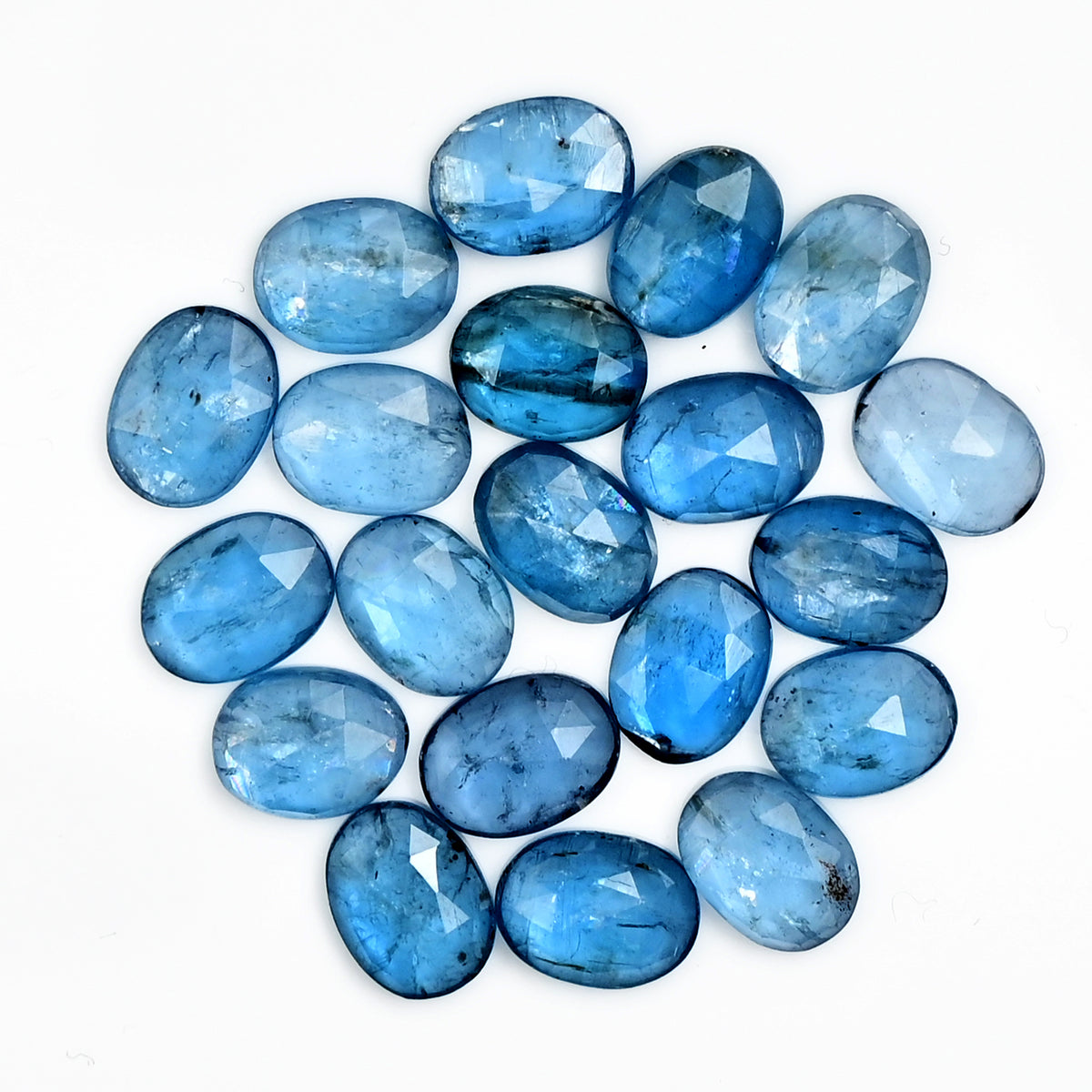 Aqua Blue Kyanite Rose Cut Cabochons | Sparkling Oval Gemstones for Fine Jewelry - 20 pieces