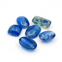 Blue Kyanite Smooth Cabochons | Shimmering Blues in Mixed Organic Shapes - 6 Pieces