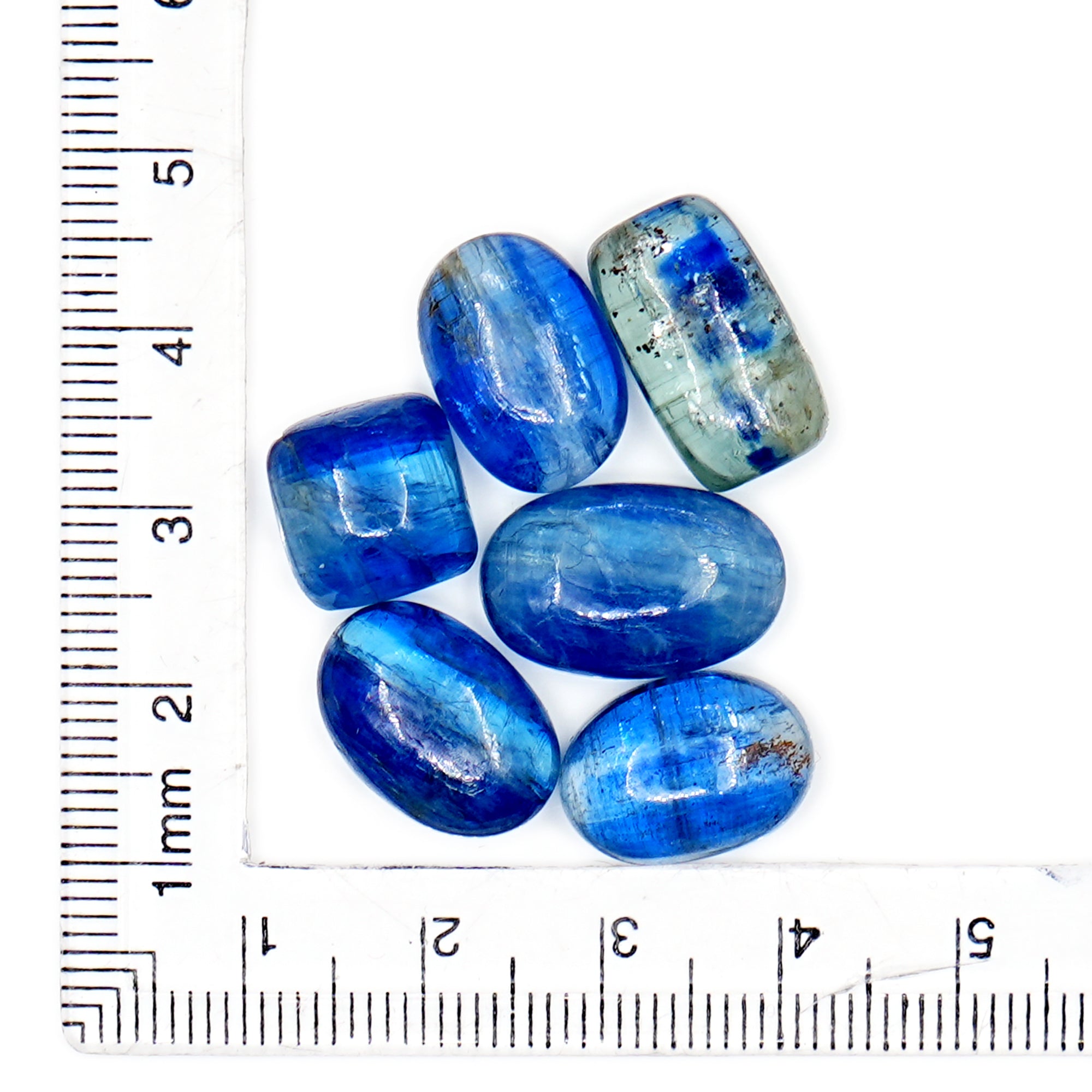Blue Kyanite Smooth Cabochons | Shimmering Blues in Mixed Organic Shapes - 6 Pieces