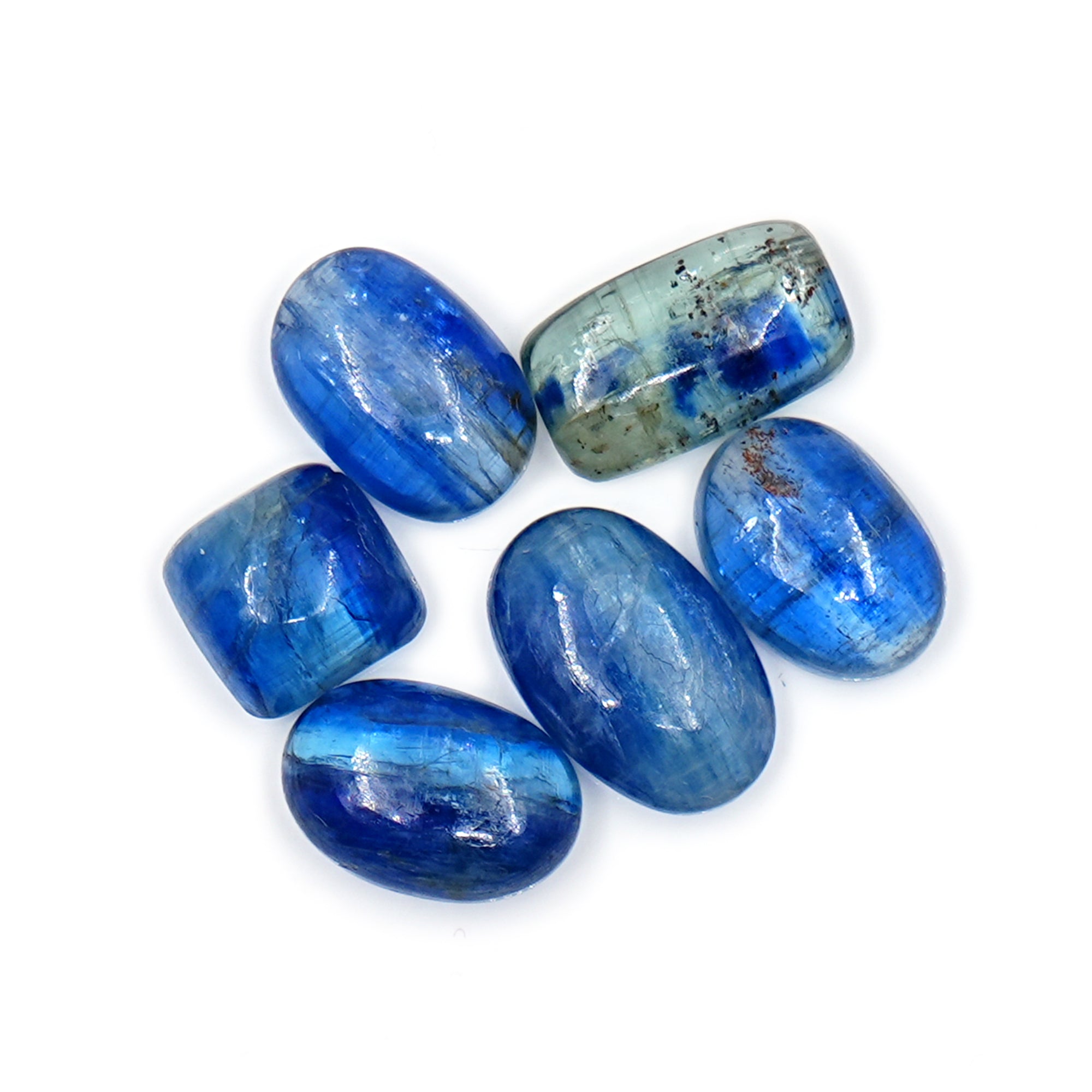 Blue Kyanite Smooth Cabochons | Shimmering Blues in Mixed Organic Shapes - 6 Pieces
