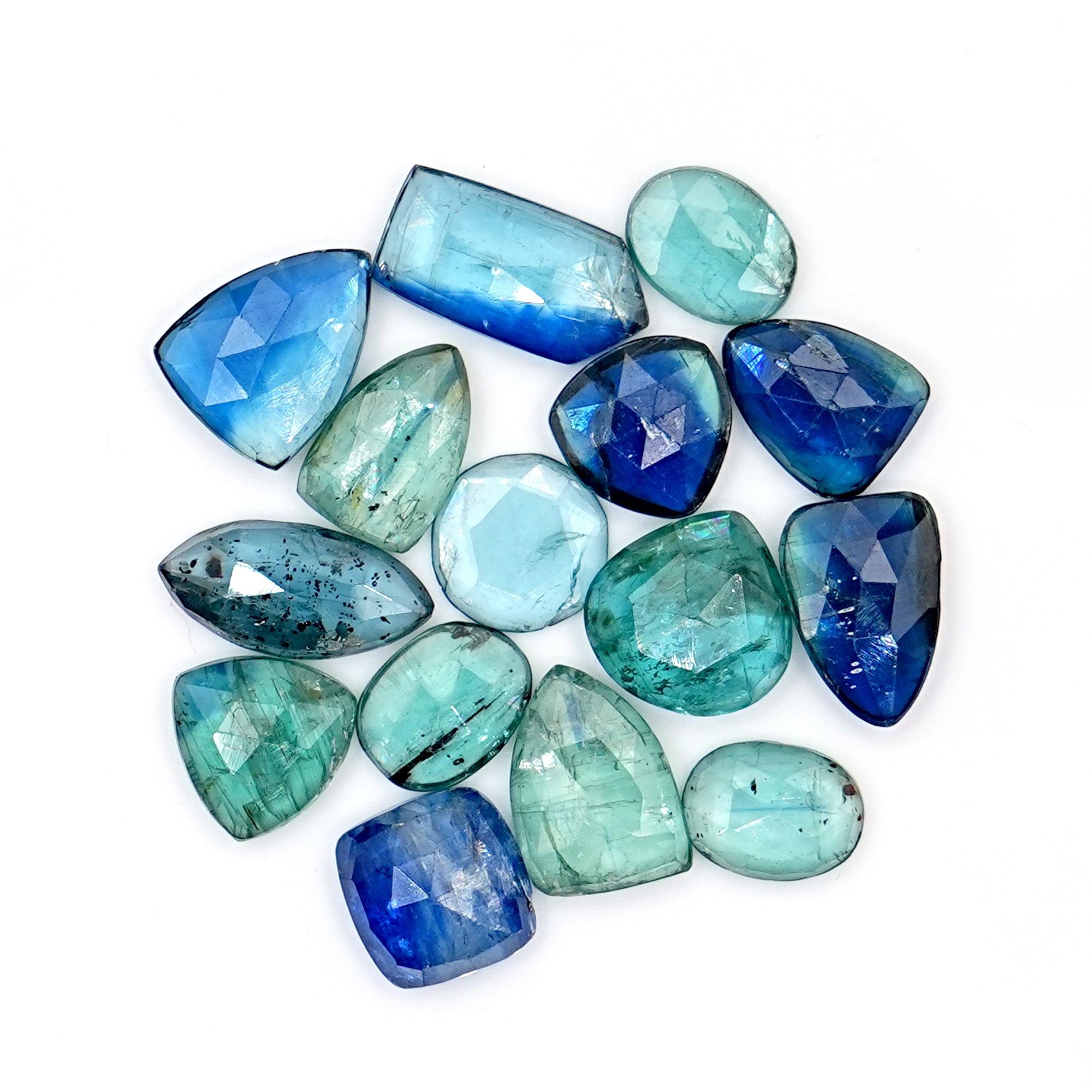 Earthy Bi Kyanite Rose Cut Cabochons |  Raw Beauty in Freeform Cuts - 15 Pieces