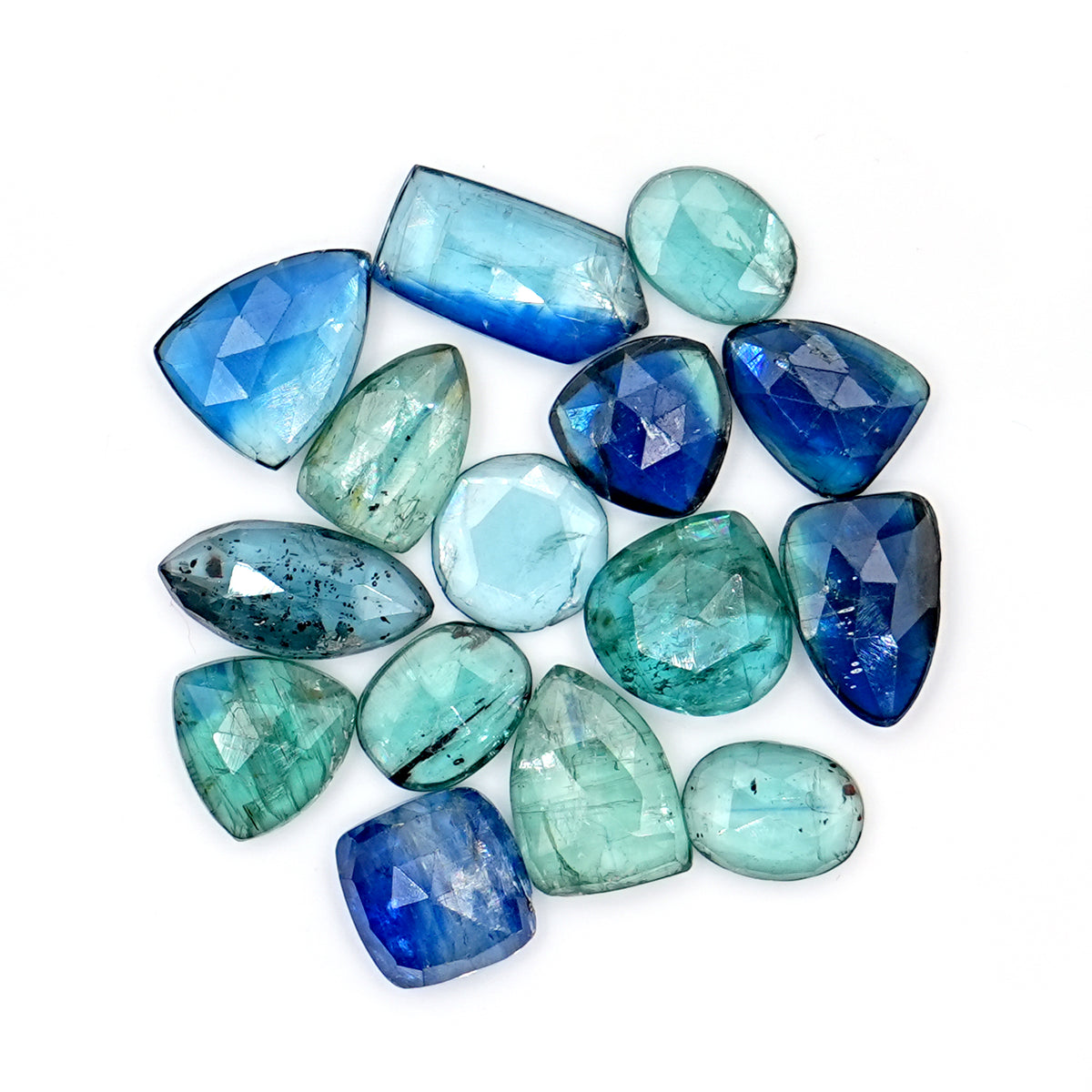 Earthy Bi Kyanite Rose Cut Cabochons |  Raw Beauty in Freeform Cuts - 15 Pieces