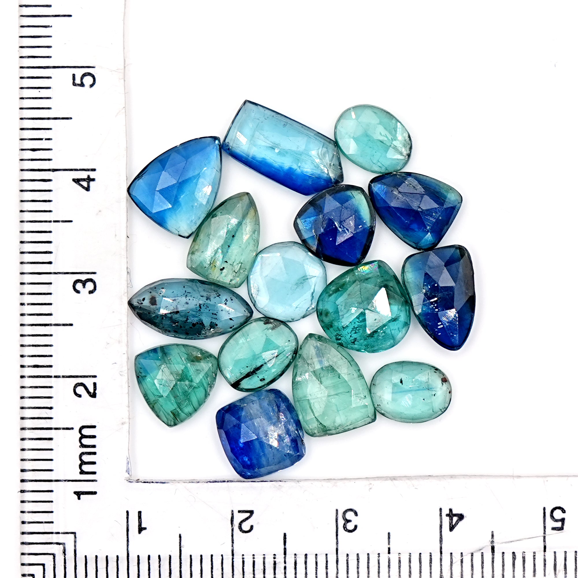 Earthy Bi Kyanite Rose Cut Cabochons |  Raw Beauty in Freeform Cuts - 15 Pieces