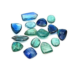 Earthy Bi Kyanite Rose Cut Cabochons |  Raw Beauty in Freeform Cuts - 15 Pieces