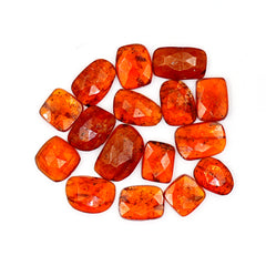 Natural Orange Kyanite Gems | Faceted Freeform Cabochons for Artisan Jewelry - 16 Pieces