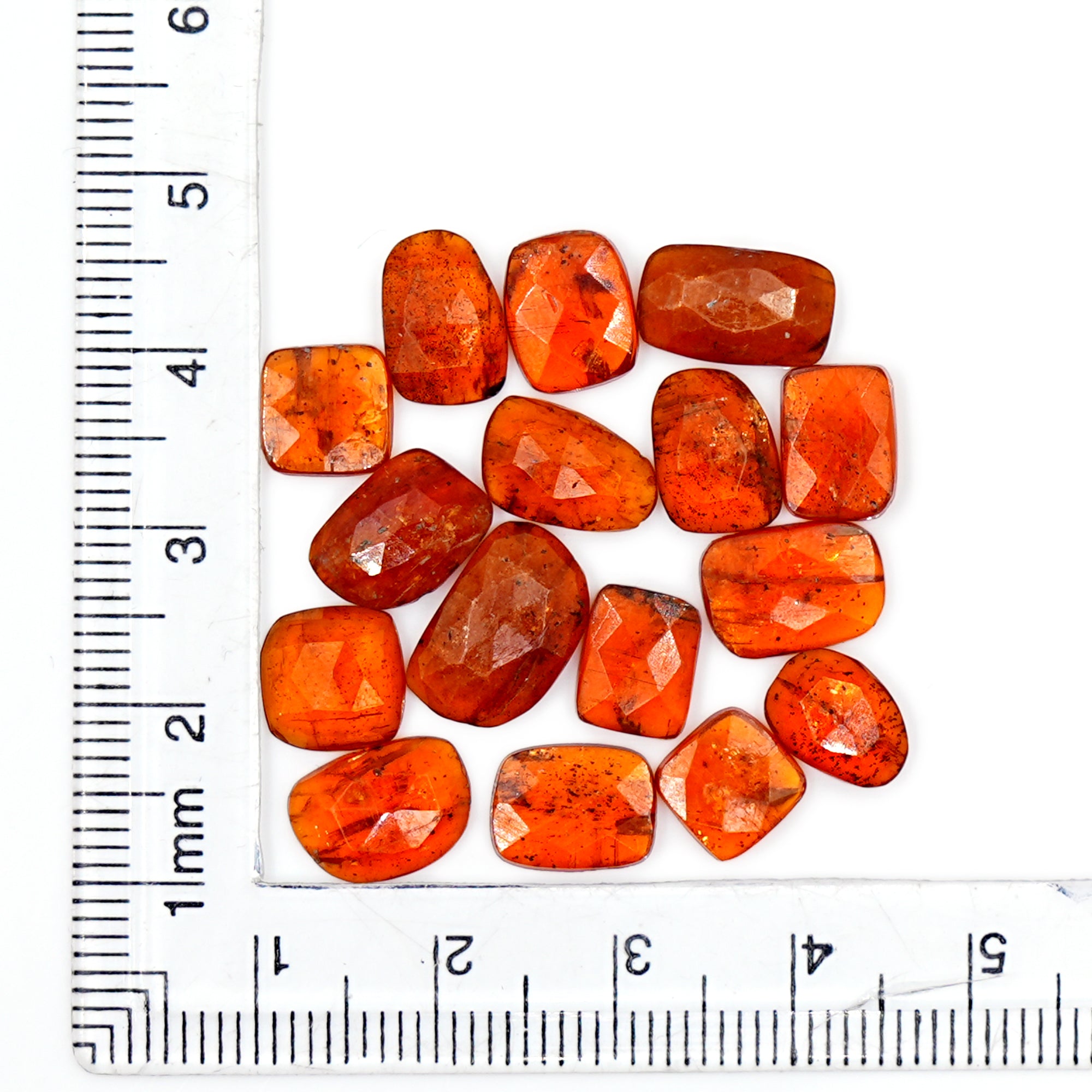 Natural Orange Kyanite Gems | Faceted Freeform Cabochons for Artisan Jewelry - 16 Pieces