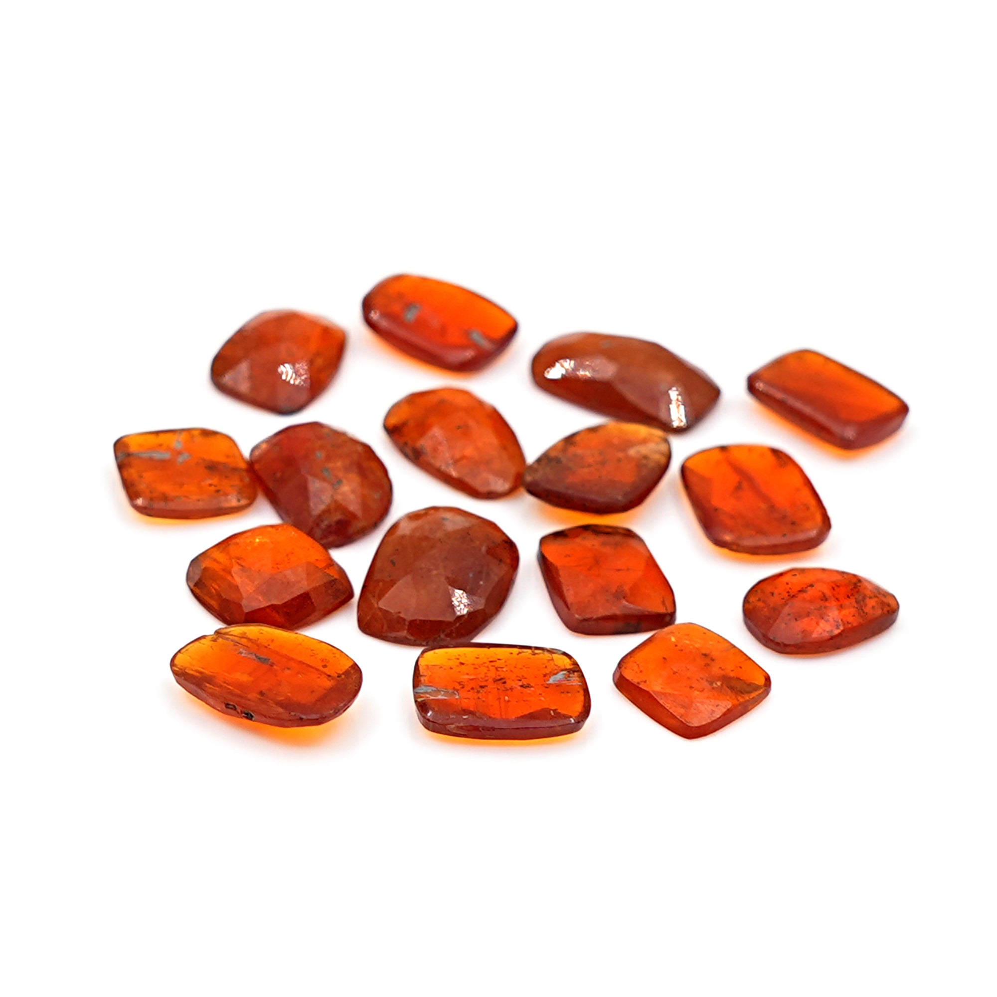 Natural Orange Kyanite Gems | Faceted Freeform Cabochons for Artisan Jewelry - 16 Pieces