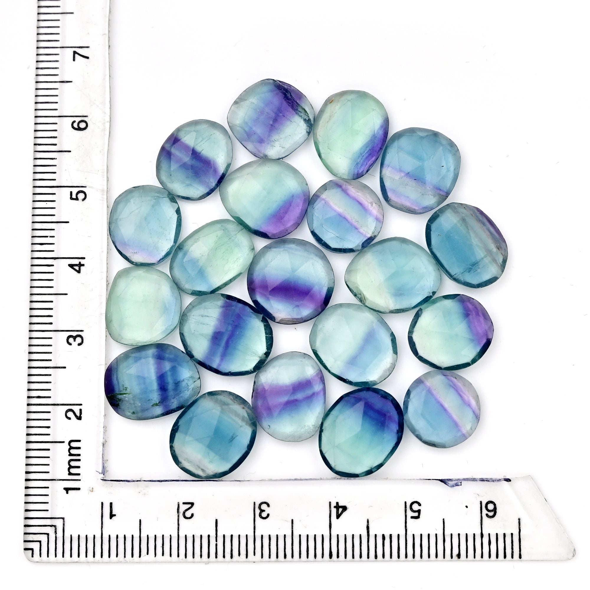 Natural Fluorite Smooth Rose Cut Gemstones | Freeform Rose Cut for Jewelry Making - 20 Pieces