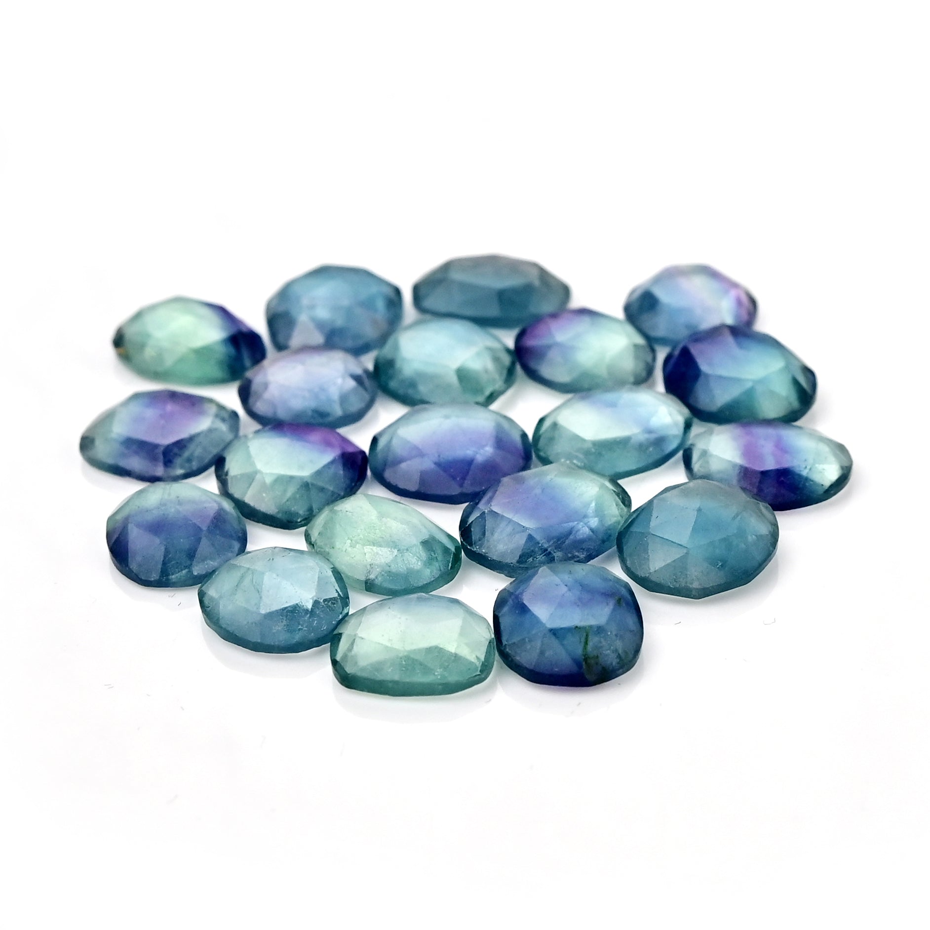 Natural Fluorite Smooth Rose Cut Gemstones | Freeform Rose Cut for Jewelry Making - 20 Pieces