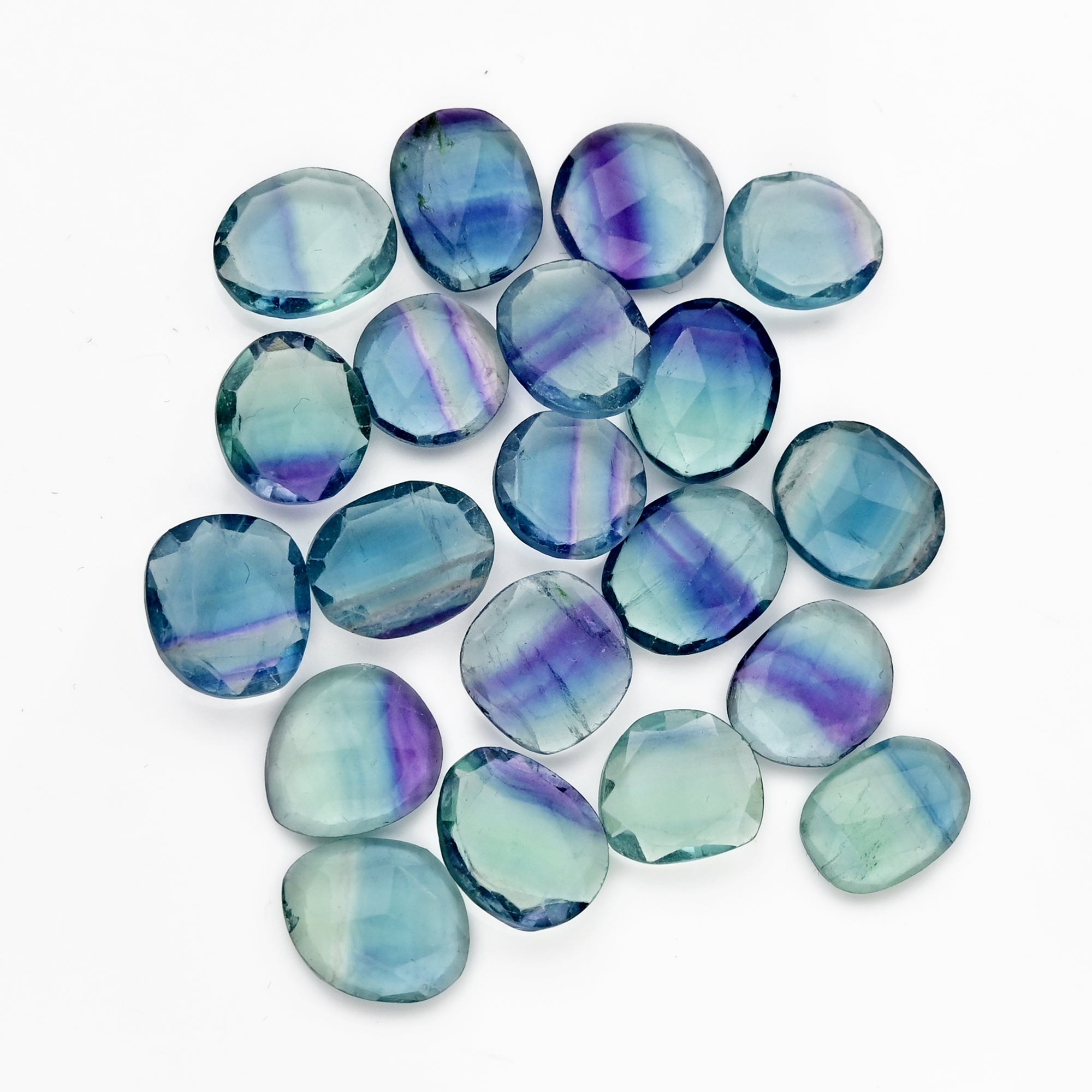 Natural Fluorite Smooth Rose Cut Gemstones | Freeform Rose Cut for Jewelry Making - 20 Pieces