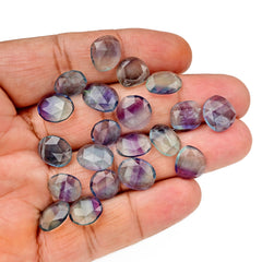 Natural Fluorite Smooth Rose Cut Gemstones | Freeform Rose Cut for Jewelry Making - 20 Pieces