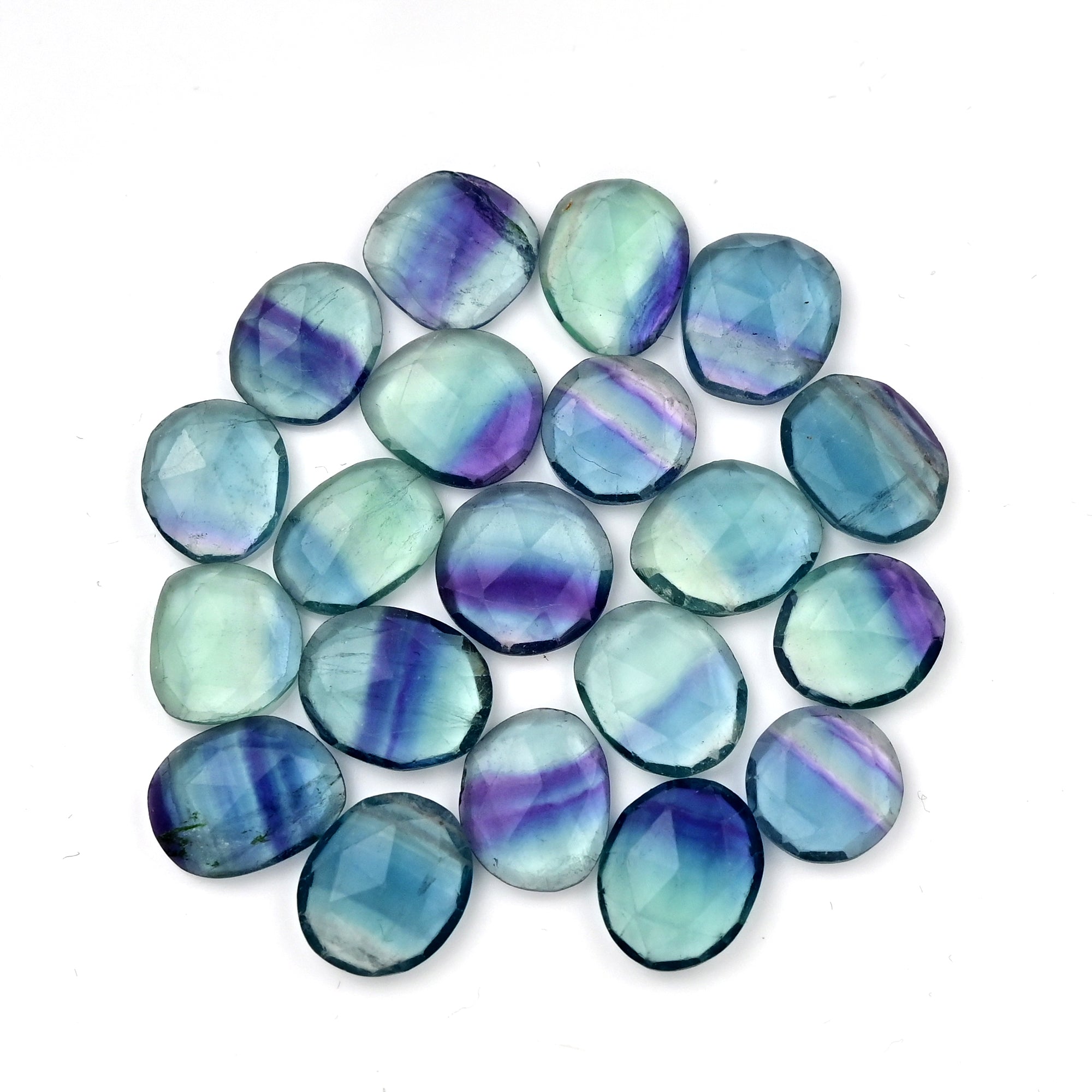 Natural Fluorite Smooth Rose Cut Gemstones | Freeform Rose Cut for Jewelry Making - 20 Pieces