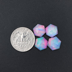 Aurora Opal Doublet Rose Cut Cabochon | Hexgon Shape Gemstone for Jewelry Making - 4 Pieces