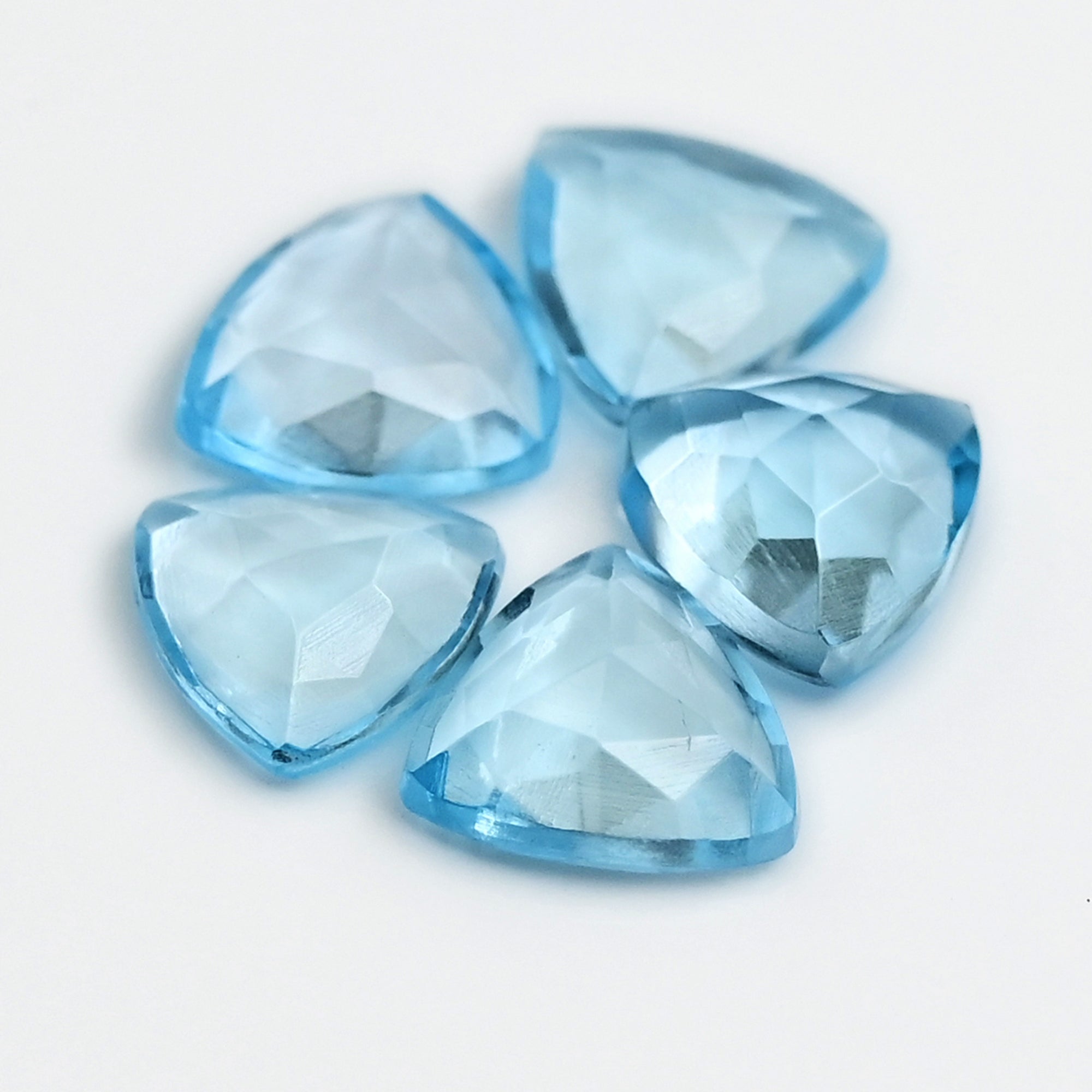 Sky Blue Topaz Rose Cut Gemstones | Trillion Cabochon in Blue - 5 Pieces