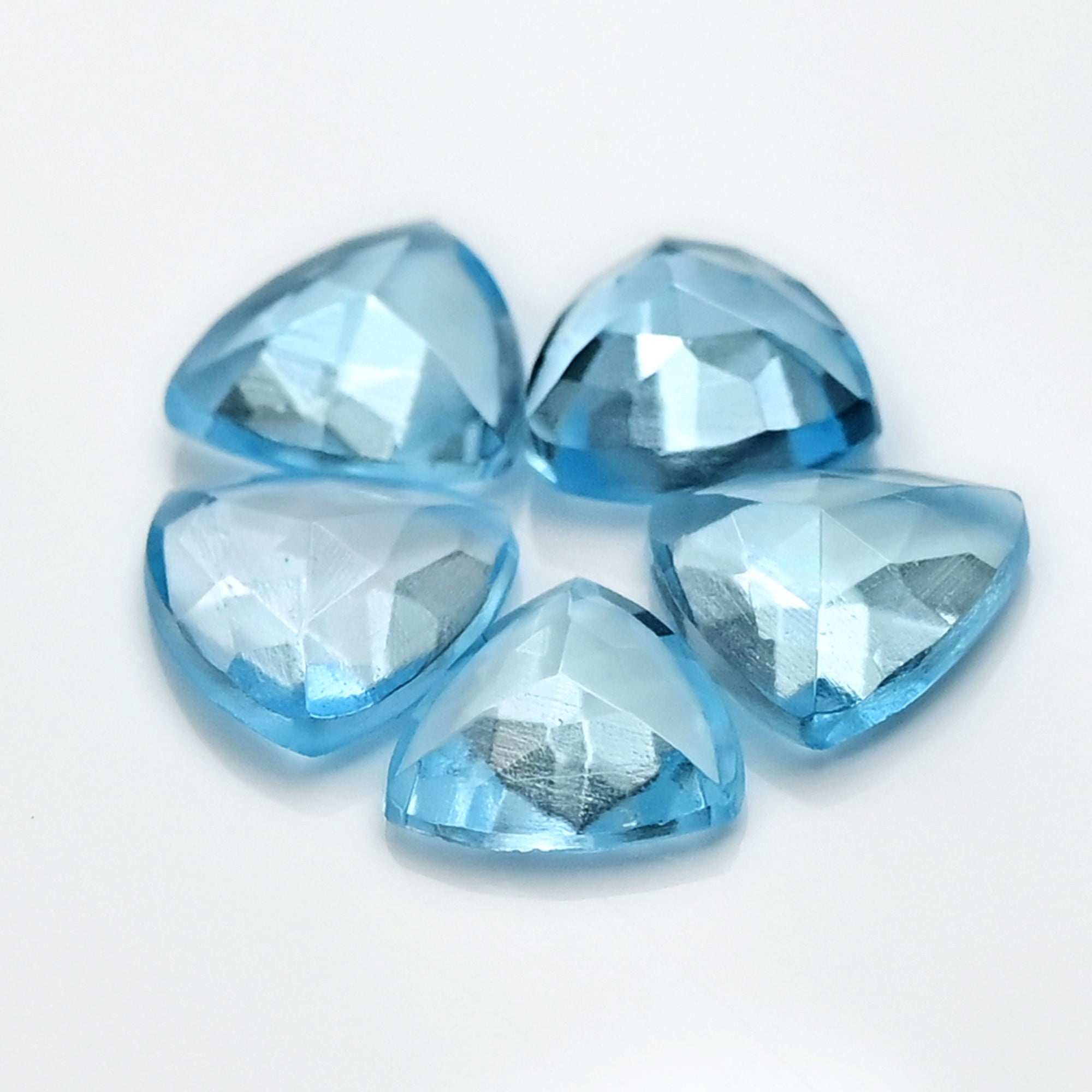 Sky Blue Topaz Rose Cut Gemstones | Trillion Cabochon in Blue - 5 Pieces