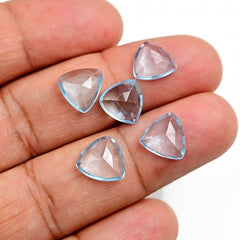 Sky Blue Topaz Rose Cut Gemstones | Trillion Cabochon in Blue - 5 Pieces