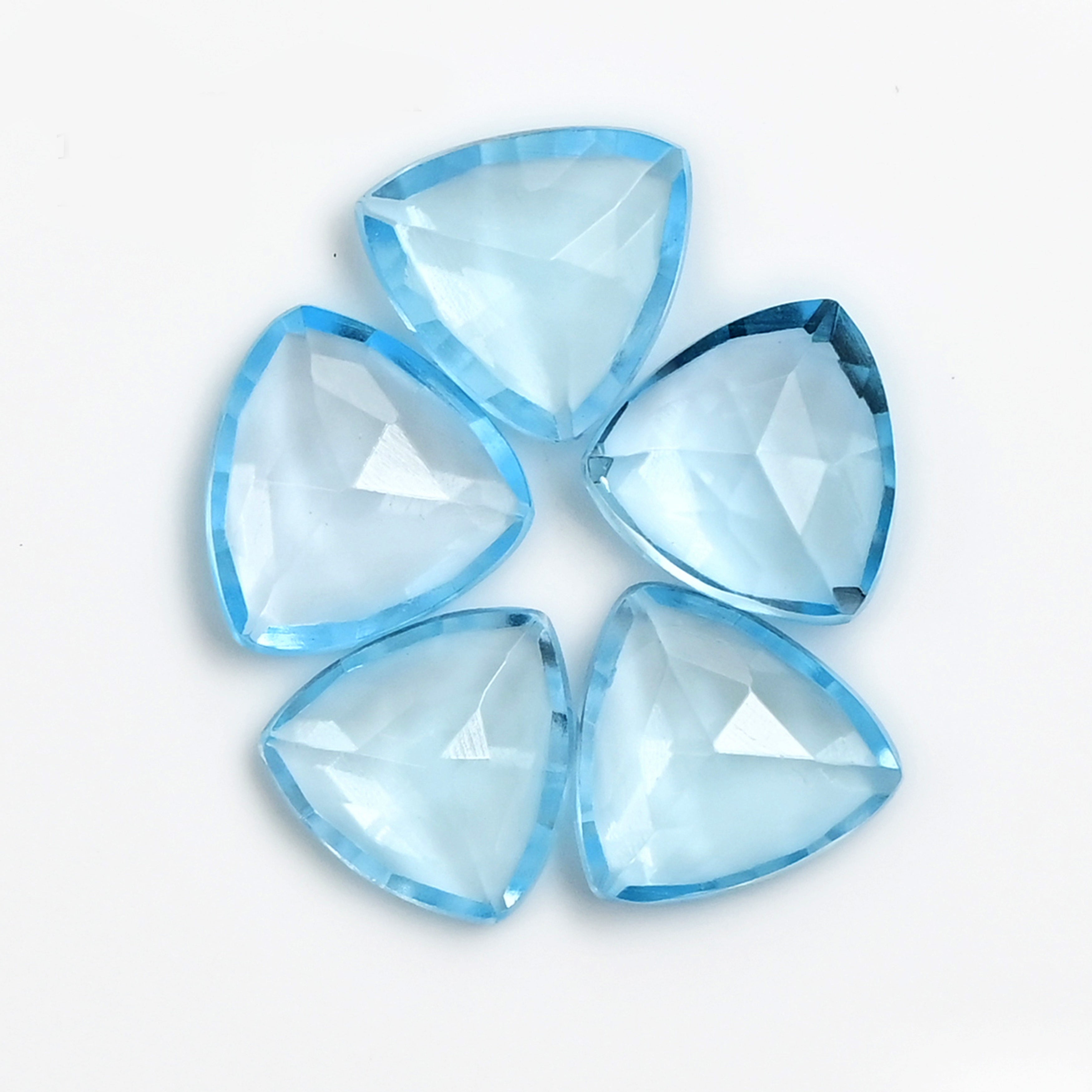 Sky Blue Topaz Rose Cut Gemstones | Trillion Cabochon in Blue - 5 Pieces