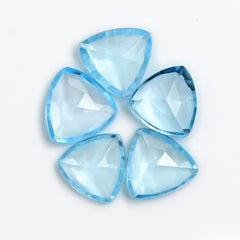 Sky Blue Topaz Rose Cut Gemstones | Trillion Cabochon in Blue - 5 Pieces