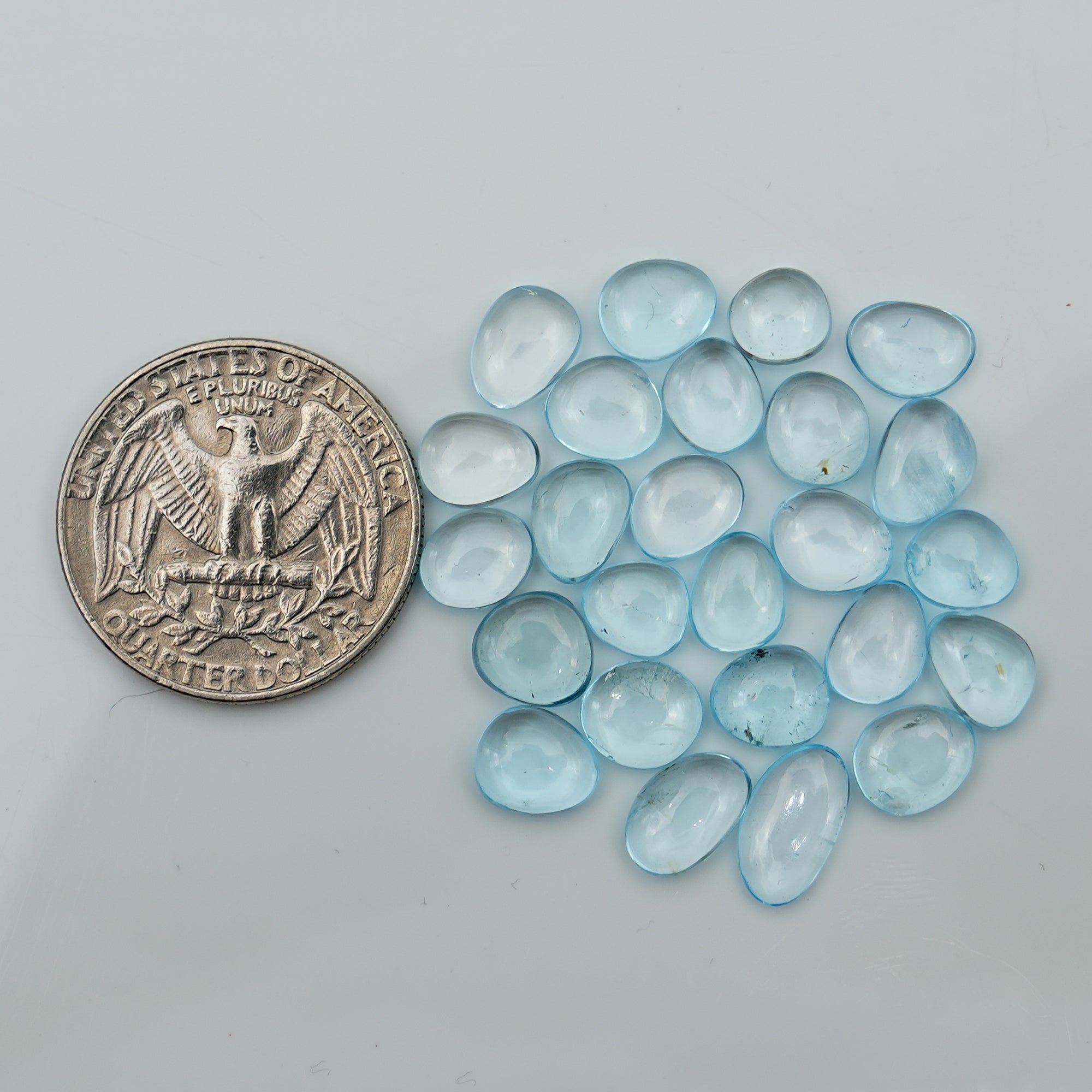 Sky Blue Topaz Smooth Cabs |  Serene Sparkle in Freeform Blues - 20 Pieces