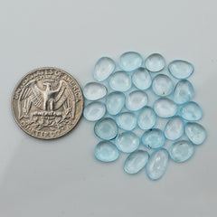 Sky Blue Topaz Smooth Cabs |  Serene Sparkle in Freeform Blues - 20 Pieces