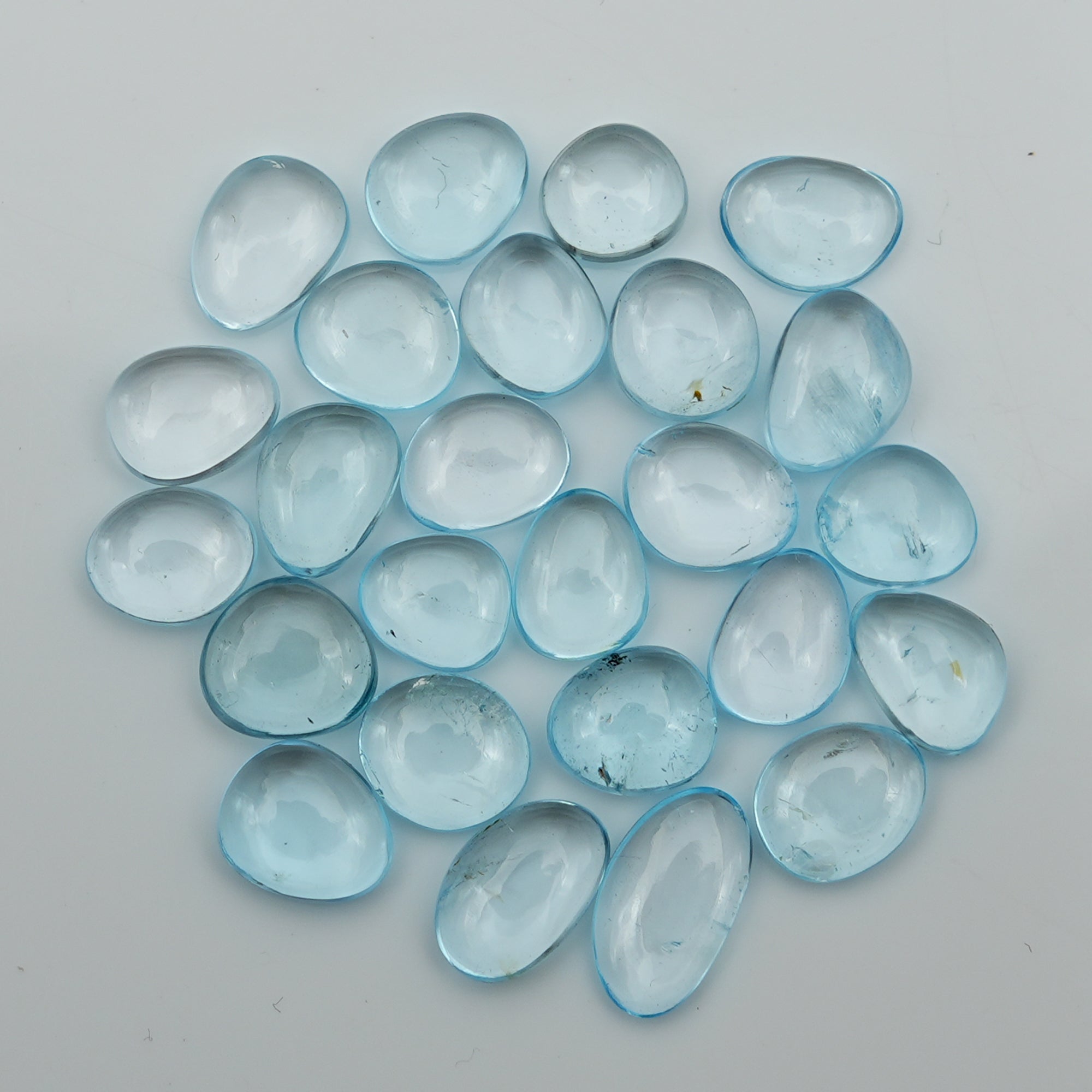 Sky Blue Topaz Smooth Cabs |  Serene Sparkle in Freeform Blues - 20 Pieces