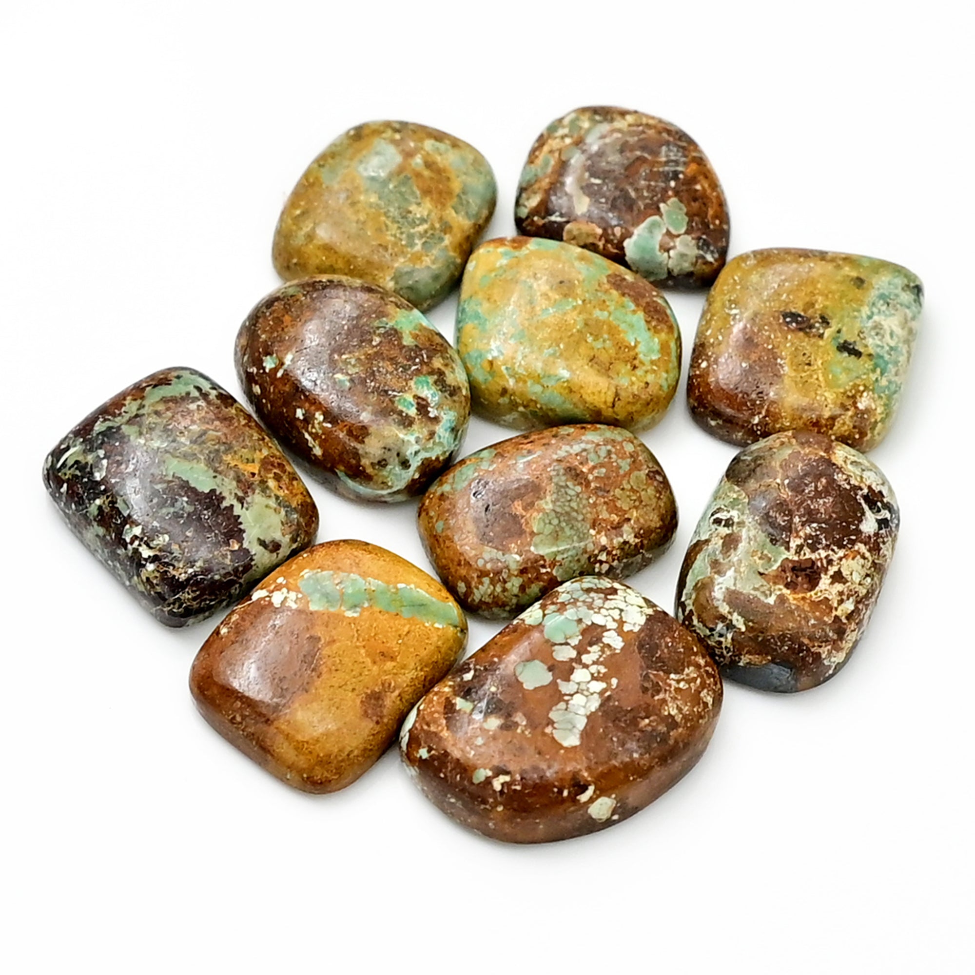 Nevada Turquoise Cabochons | Natural Brown Matrix Turquoise for Jewelry - 10 Pieces