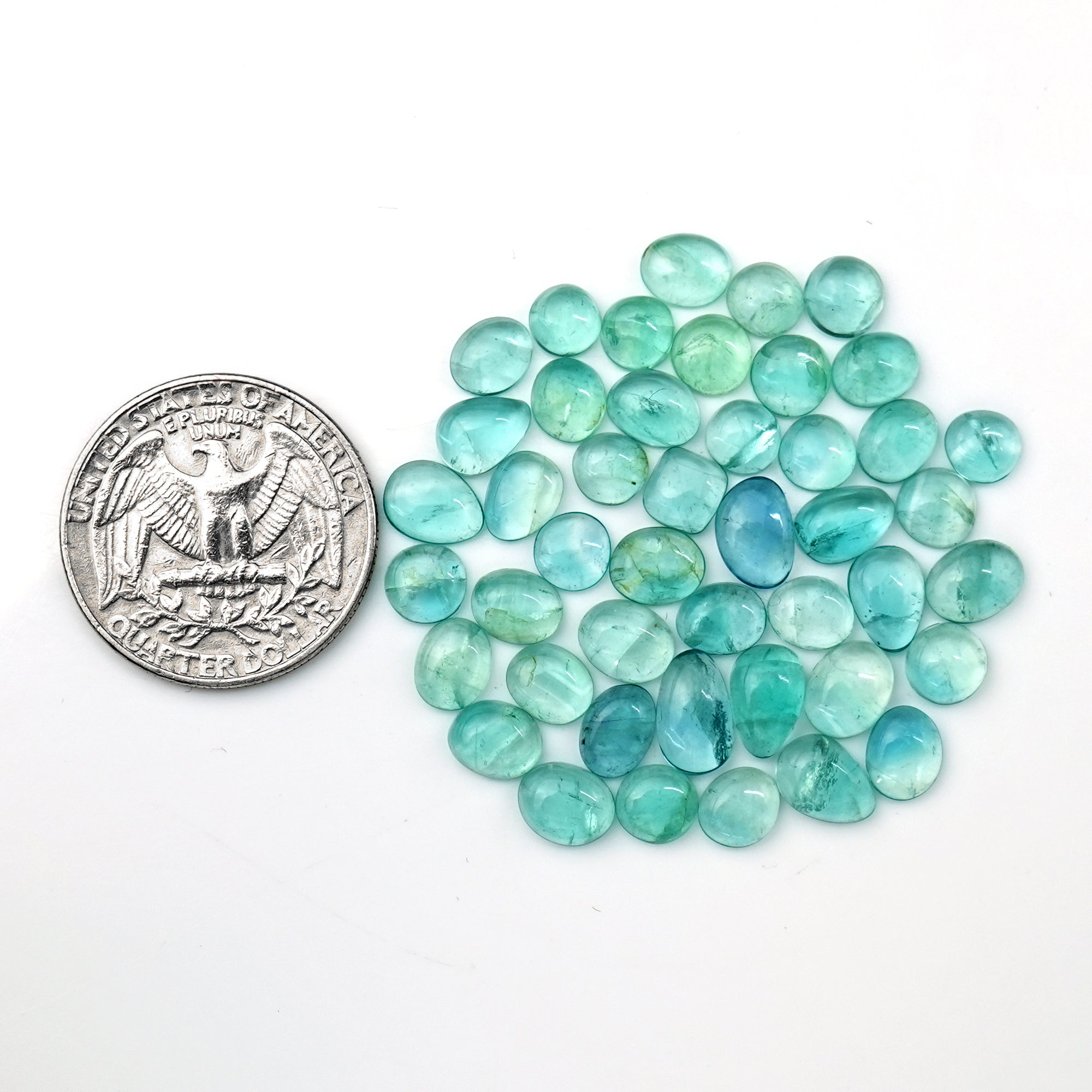 Natural Russian Green Fluorite Smooth Cabochon Gemstones | Freeform Cabochon for Jewelry Making - 45 Pieces