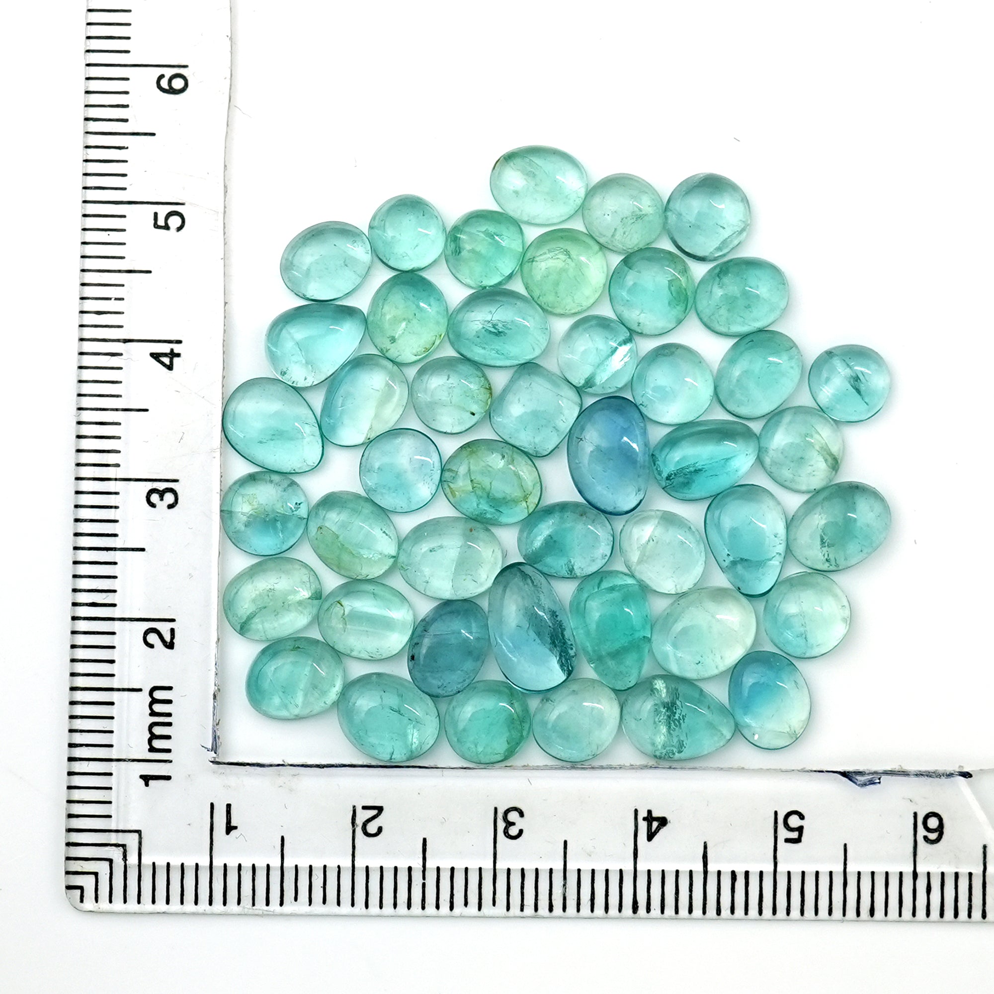 Natural Russian Green Fluorite Smooth Cabochon Gemstones | Freeform Cabochon for Jewelry Making - 45 Pieces