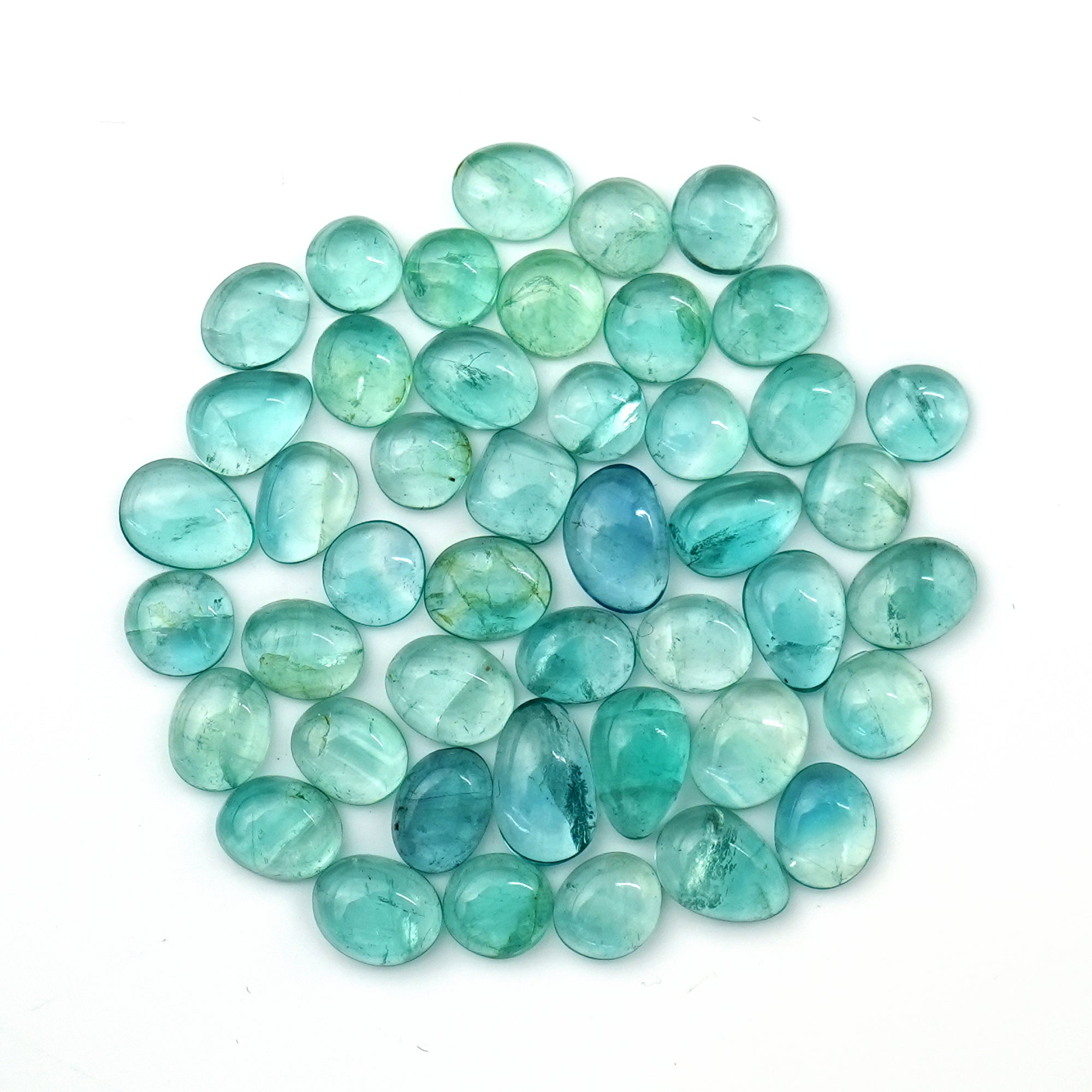 Natural Russian Green Fluorite Smooth Cabochon Gemstones | Freeform Cabochon for Jewelry Making - 45 Pieces