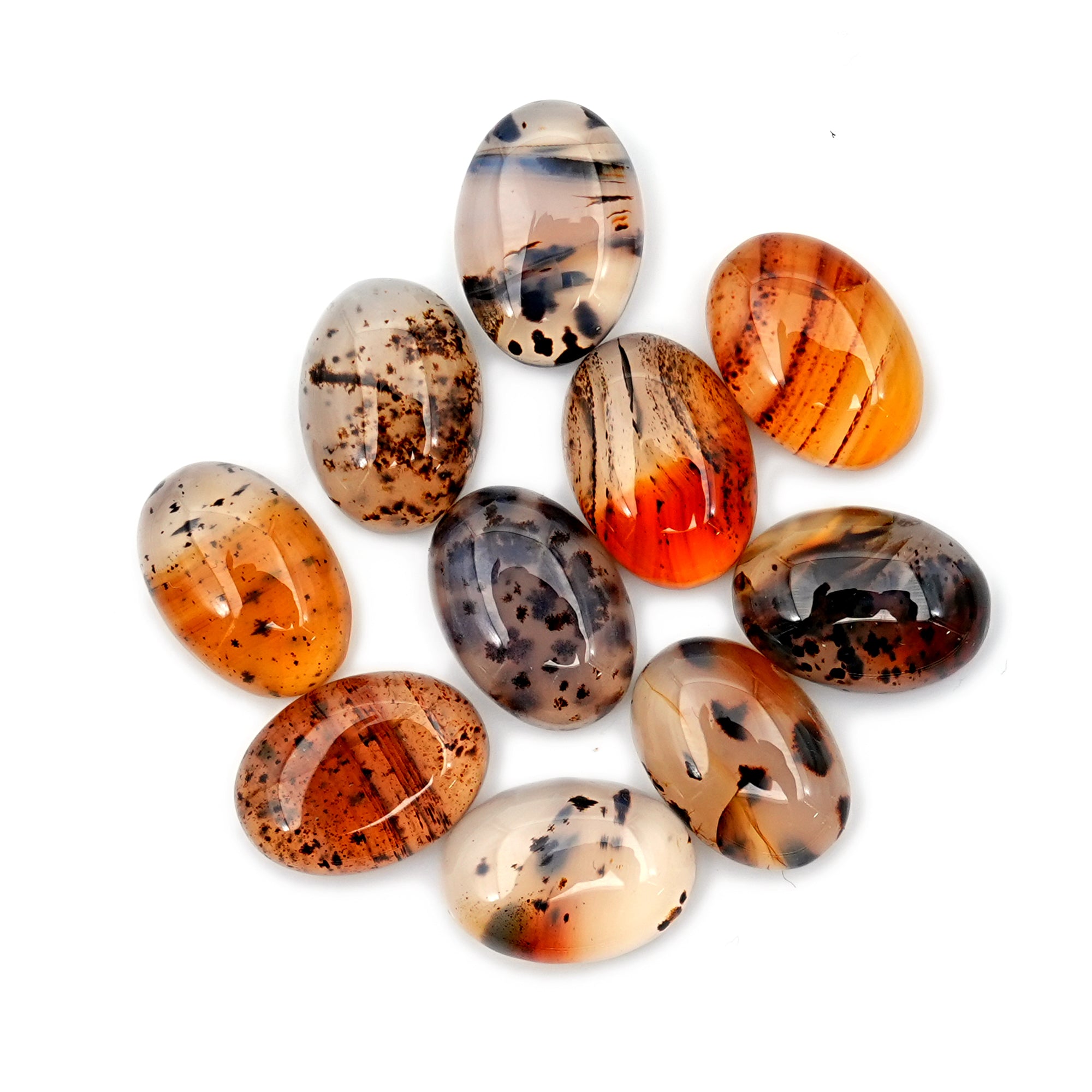 Oval Montana Agate Smooth Natural Gemstones | Cabochons For Jewelry Making - 10 Pieces