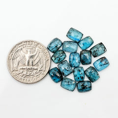 Teal Moss Kyanite Rosecut Cushion Cabochons | Green-Blue Gems for Fine Jewelry - 15 pieces