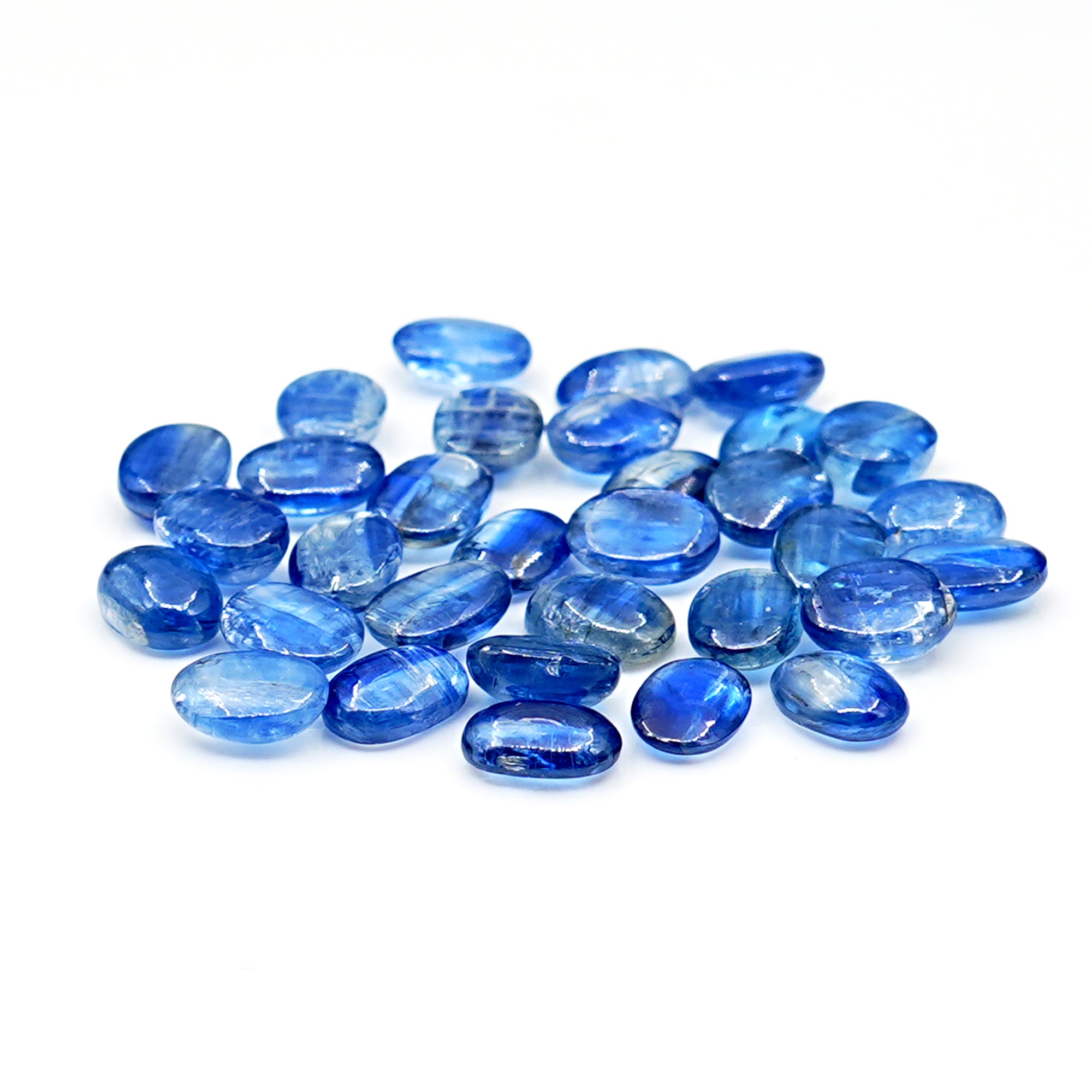 Deep Blue Kyanite Oval Cabs | Natural Polished Cabochons for Jewelry - 33 Pieces