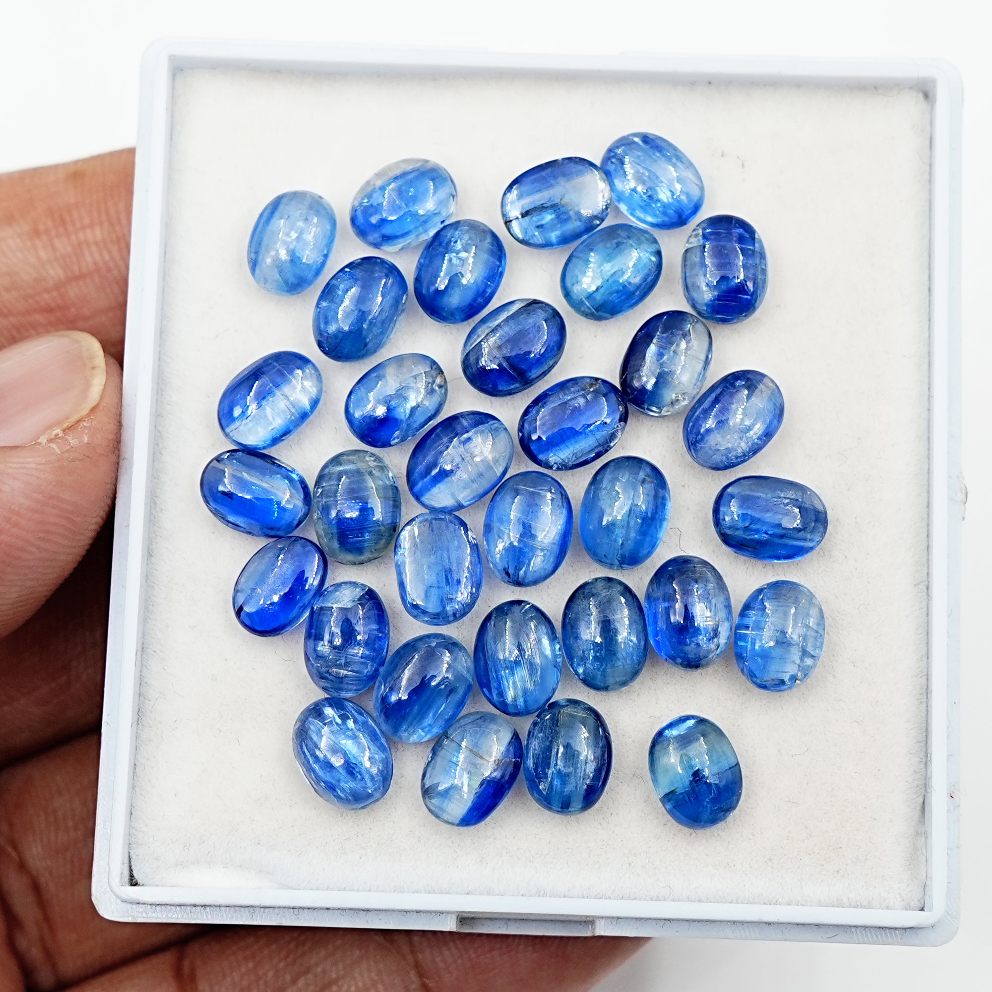Deep Blue Kyanite Oval Cabs | Natural Polished Cabochons for Jewelry - 33 Pieces