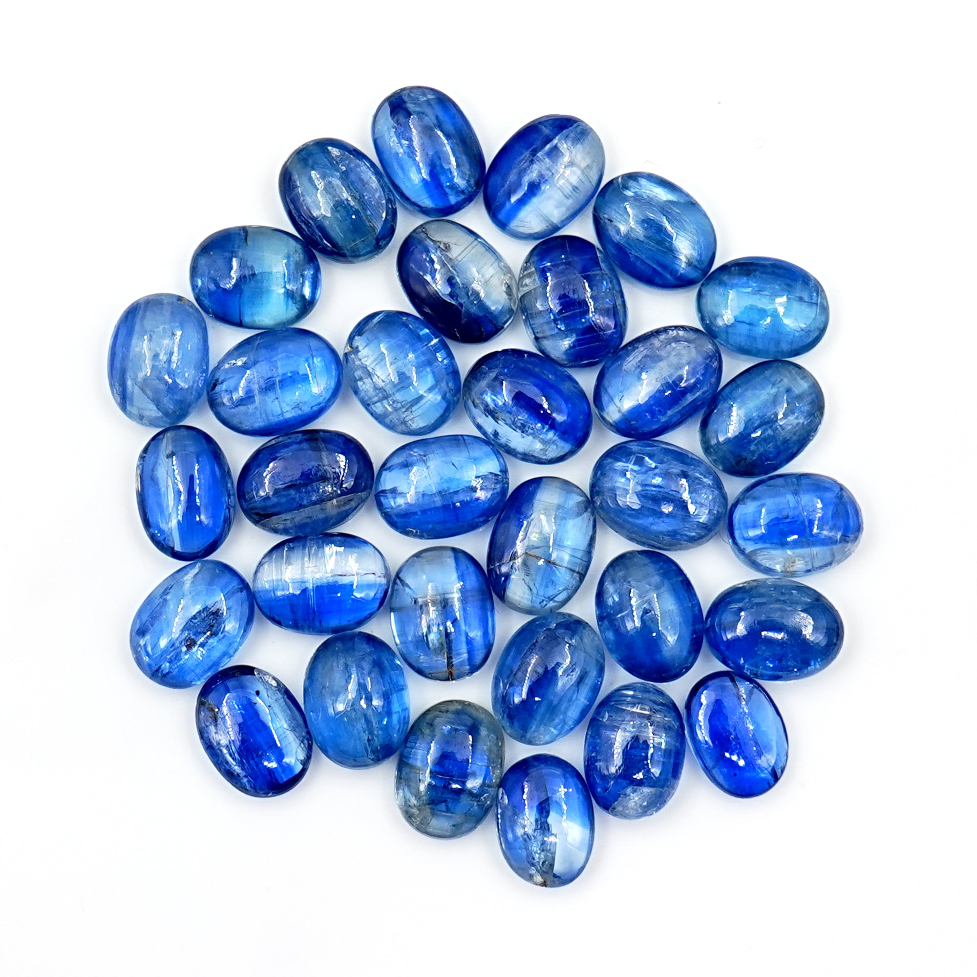 Deep Blue Kyanite Oval Cabs | Natural Polished Cabochons for Jewelry - 33 Pieces