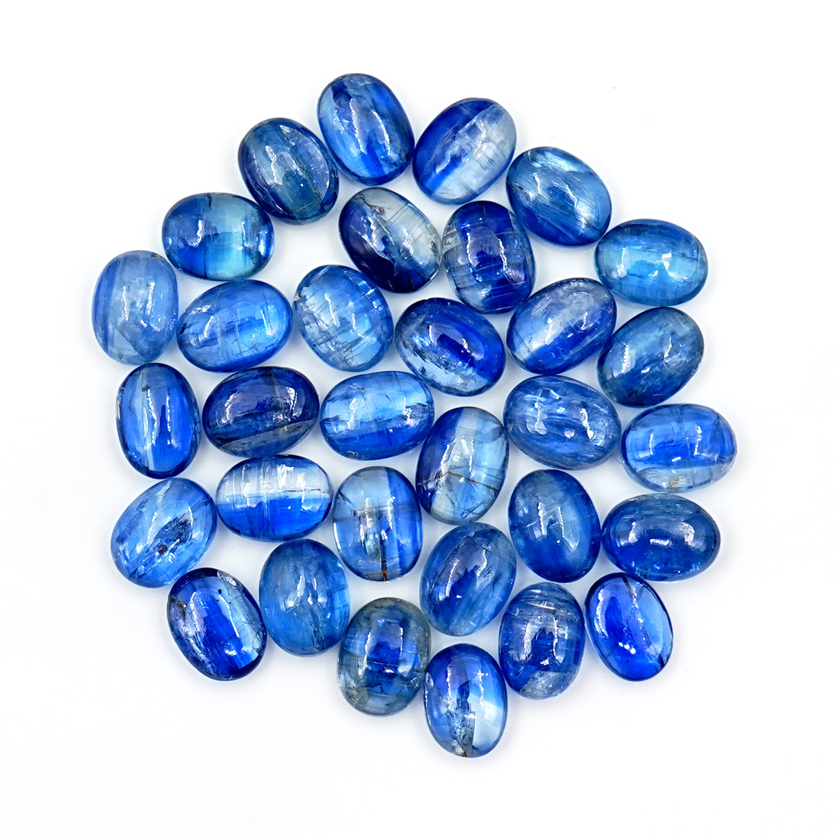 Deep Blue Kyanite Oval Cabs | Natural Polished Cabochons for Jewelry - 33 Pieces