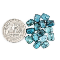 Teal Moss Kyanite Rectangle Rosecut Gemstones | Natural Blue-Green Flat Back Cabochons - 15 pieces