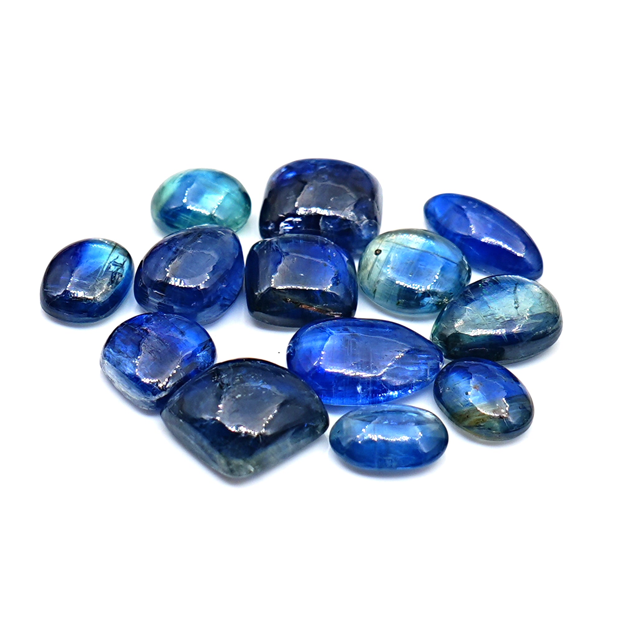 Blue Kyanite Cabochons | Natural Blue Mix Shape Gems for Jewelry Making - 13 pieces