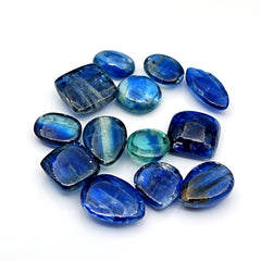 Blue Kyanite Cabochons | Natural Blue Mix Shape Gems for Jewelry Making - 13 pieces