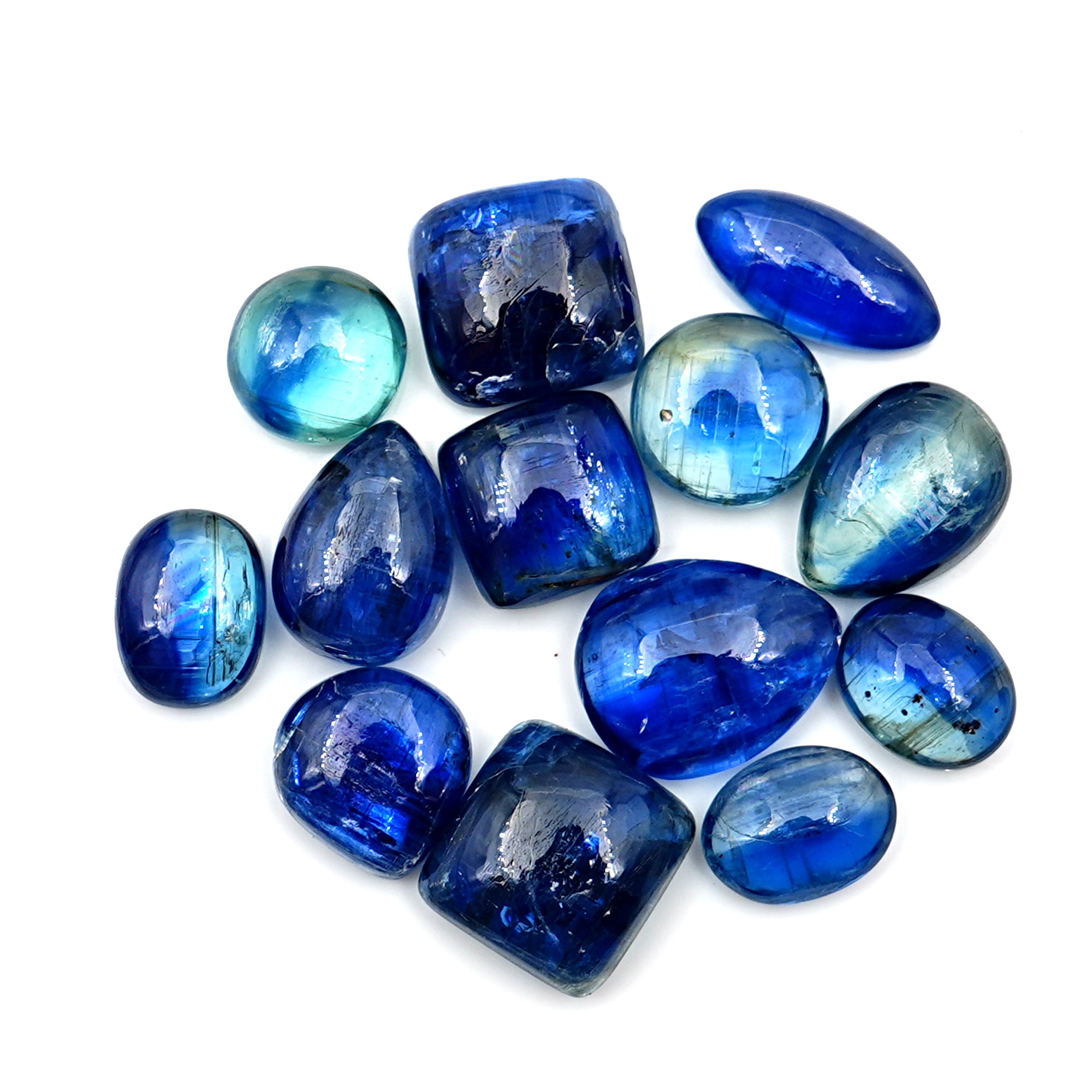 Blue Kyanite Cabochons | Natural Blue Mix Shape Gems for Jewelry Making - 13 pieces