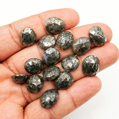 Nipomo Marcasite Rosecut Cabochons |  Metallic Earth-Tone Sparkle Gems - 15 Pieces